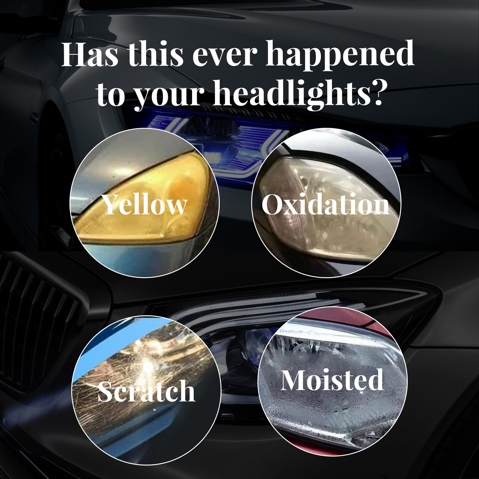 Headlight lens comparison showing haze and brighter appearance