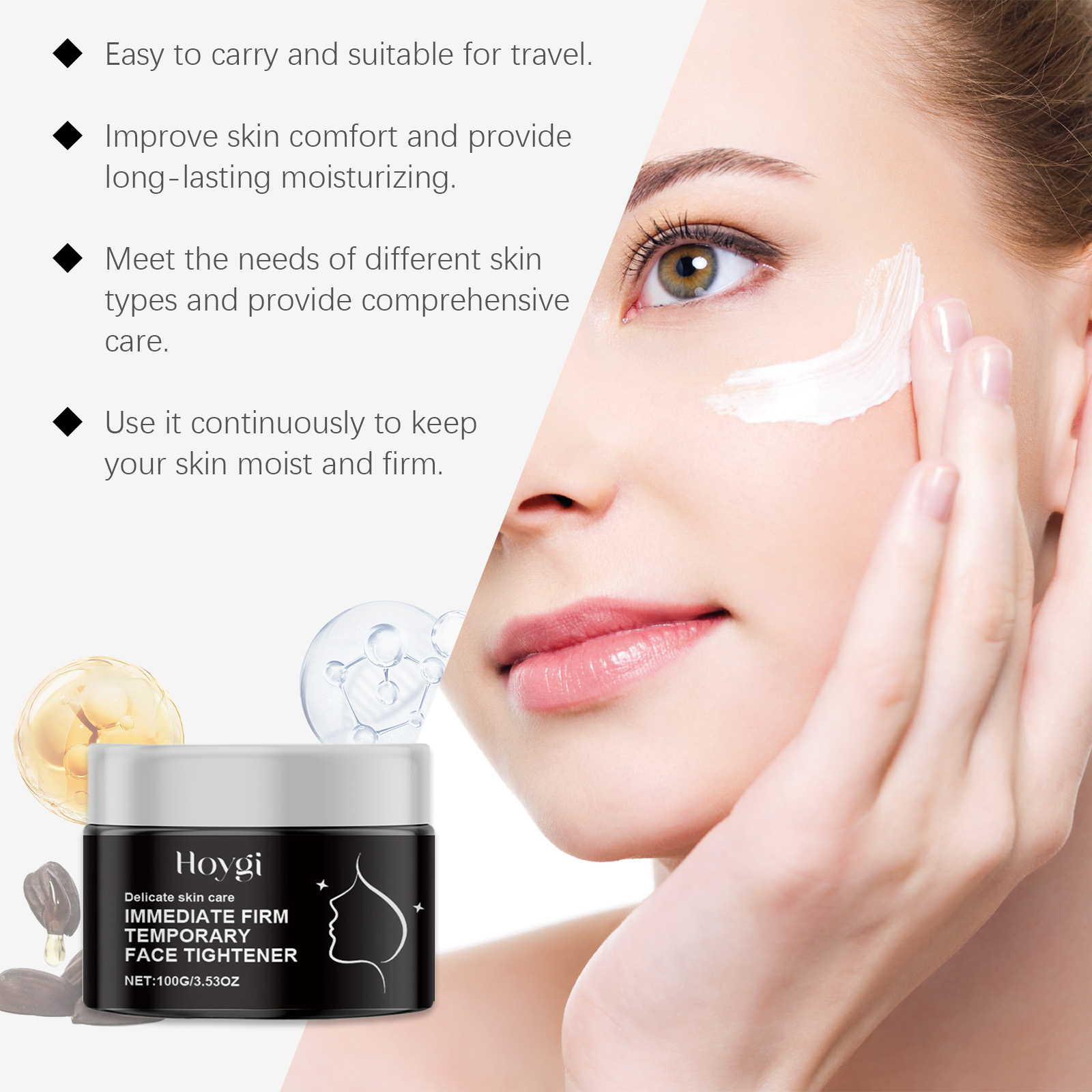Travel-friendly face cream jar with skincare details