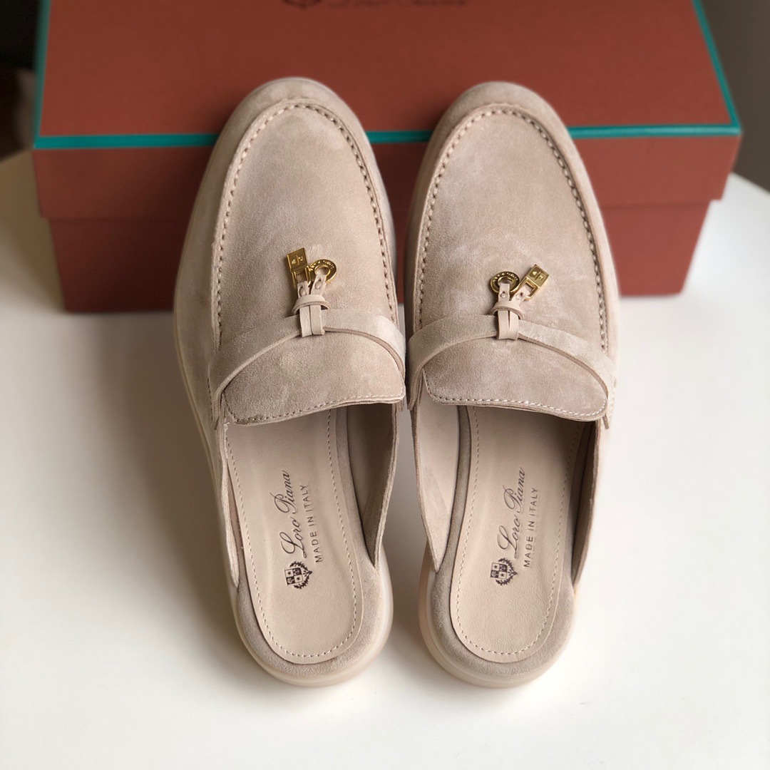 Women's slippers LP leather flat bottomed lazy person comfortable one foot kick Mueller cool mop image 12