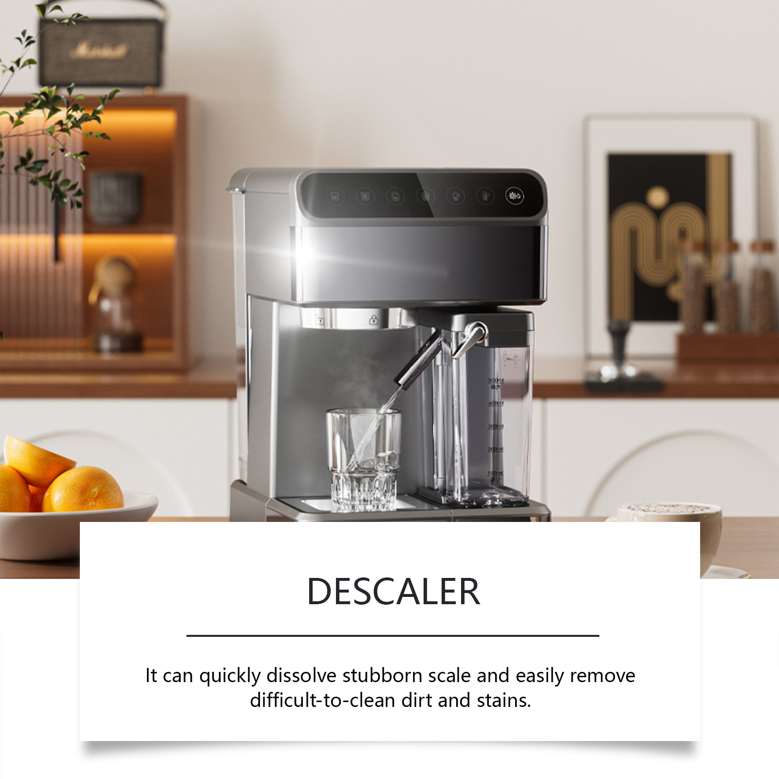 Coffee machine prepared for descaling maintenance