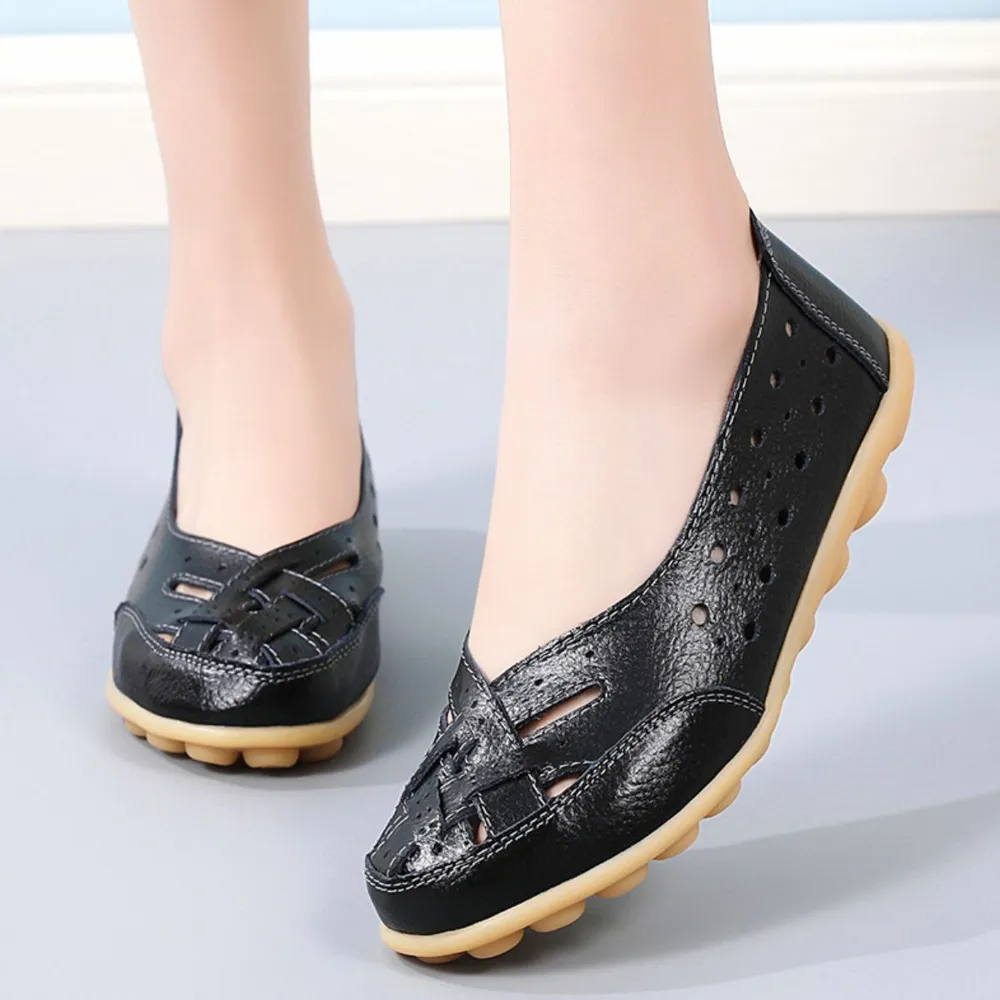 Summer women's hollowed out loafers with cow tendon sole and bean shaped shoes image 4