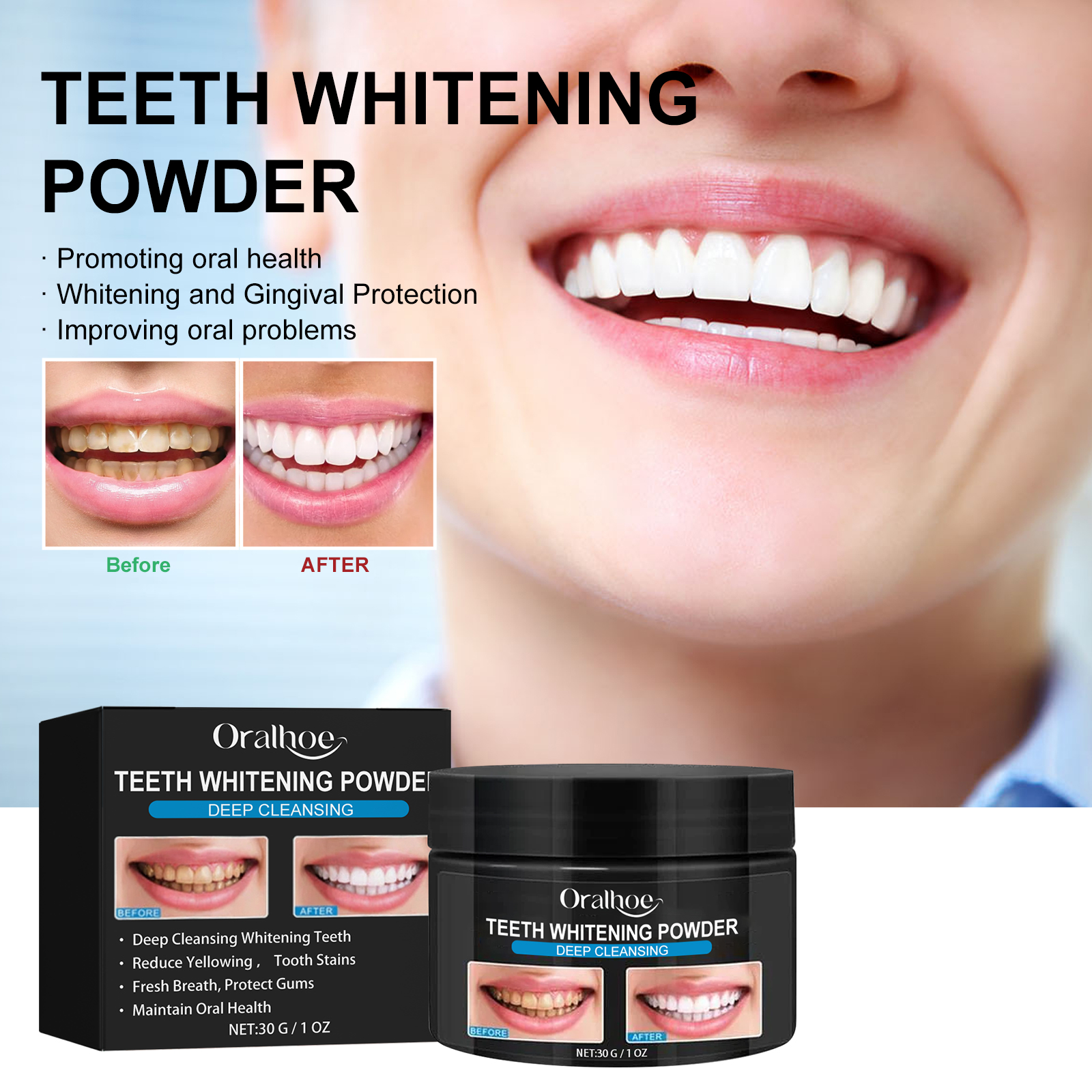 Smiling adult showing the intended whitening result