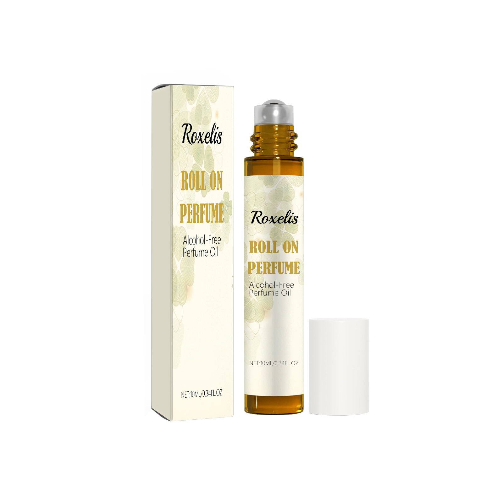 Amber glass perfume bottle and coordinated retail box