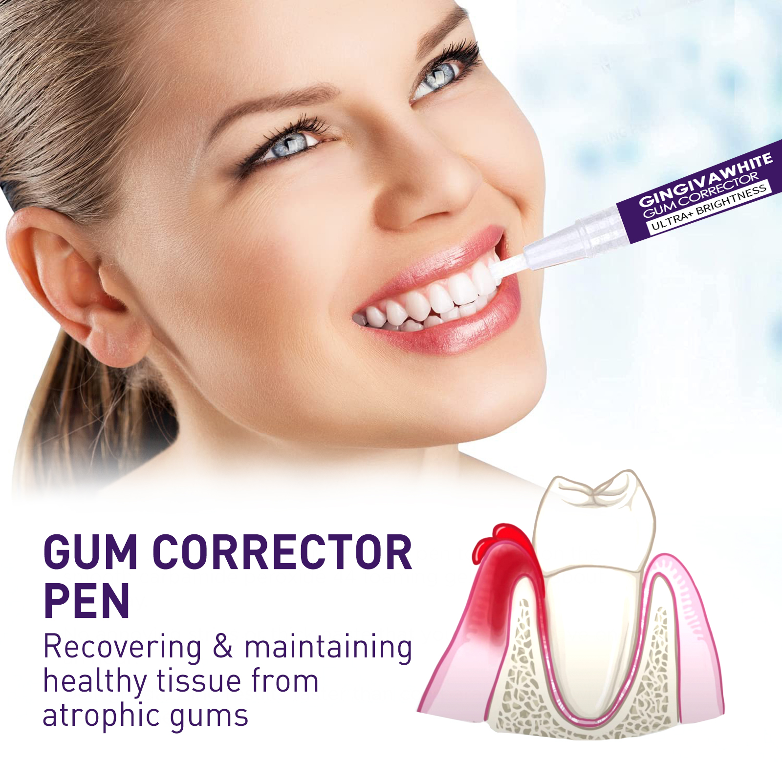 Before and after comparison of stained and brighter-looking teeth