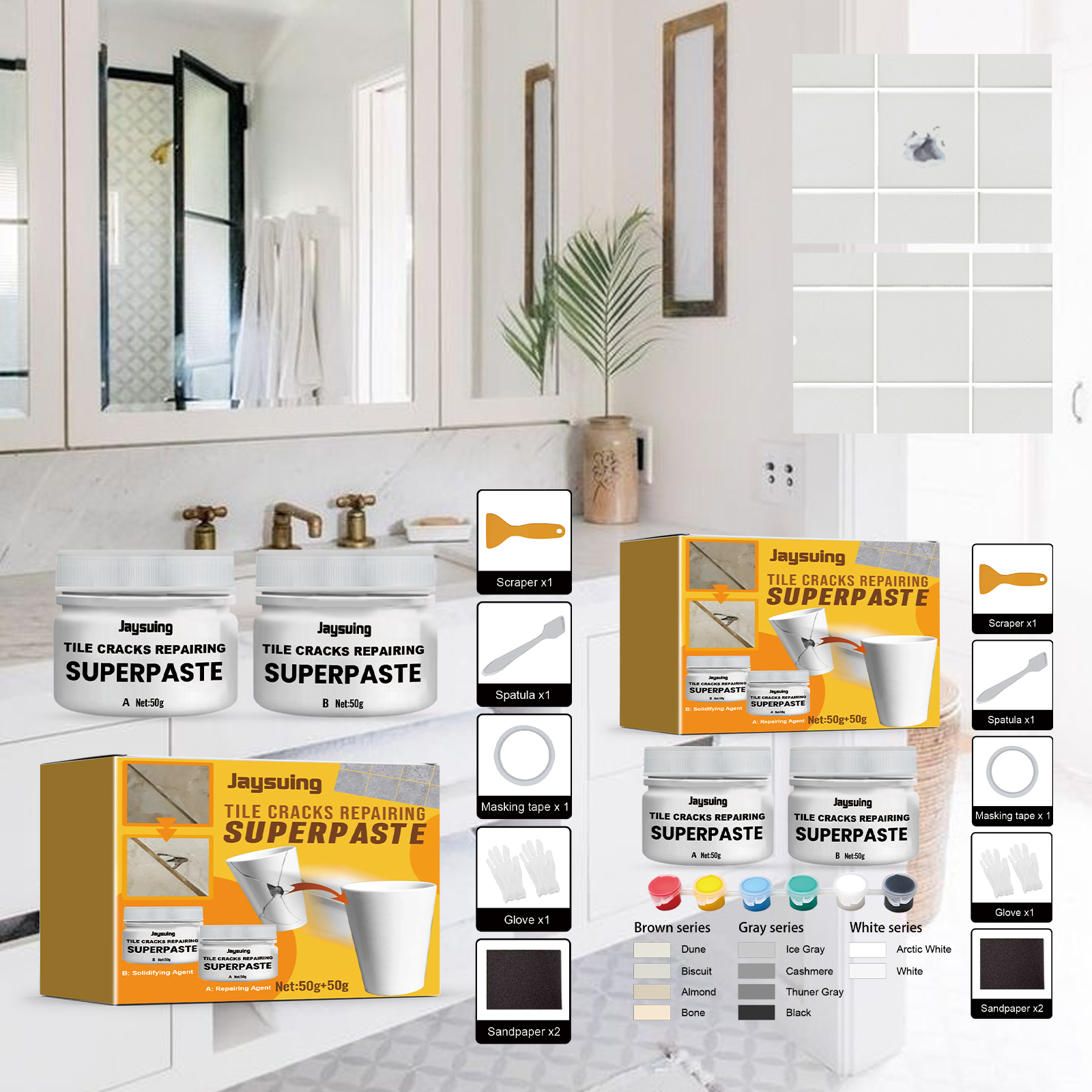 Color repair paste kit in a bright household setting