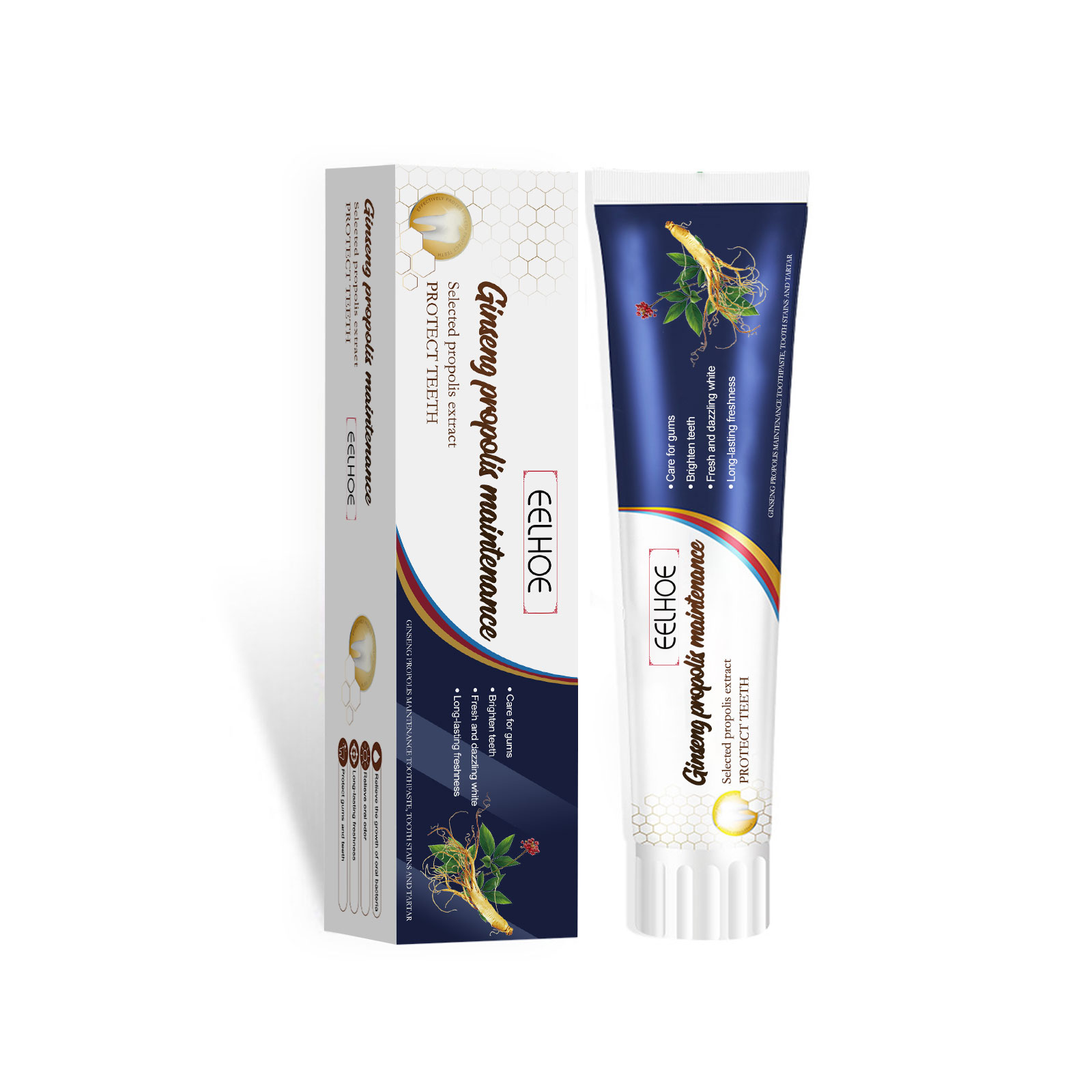 Glossy toothpaste tube with screw cap and retail carton