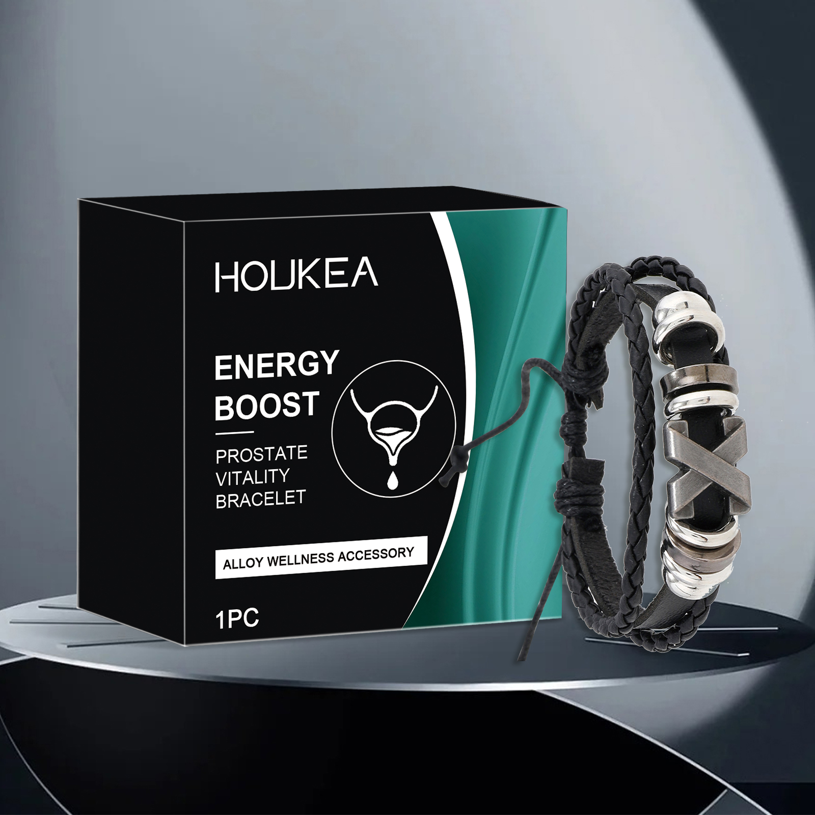 Men's bracelet styled on a reflective surface