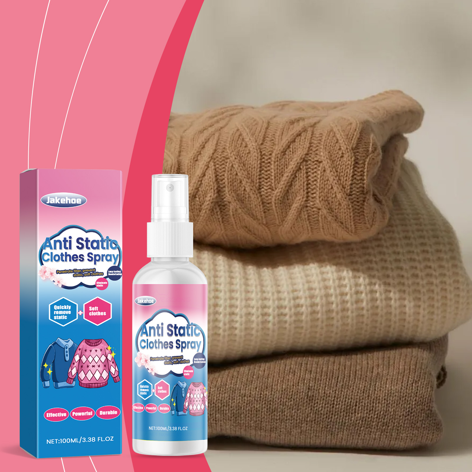 Anti-static spray beside smooth comfortable knitwear