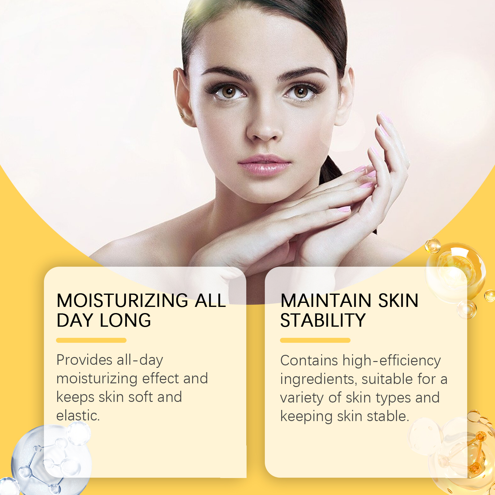 Smooth-looking skin beside moisturizing serum benefit panels