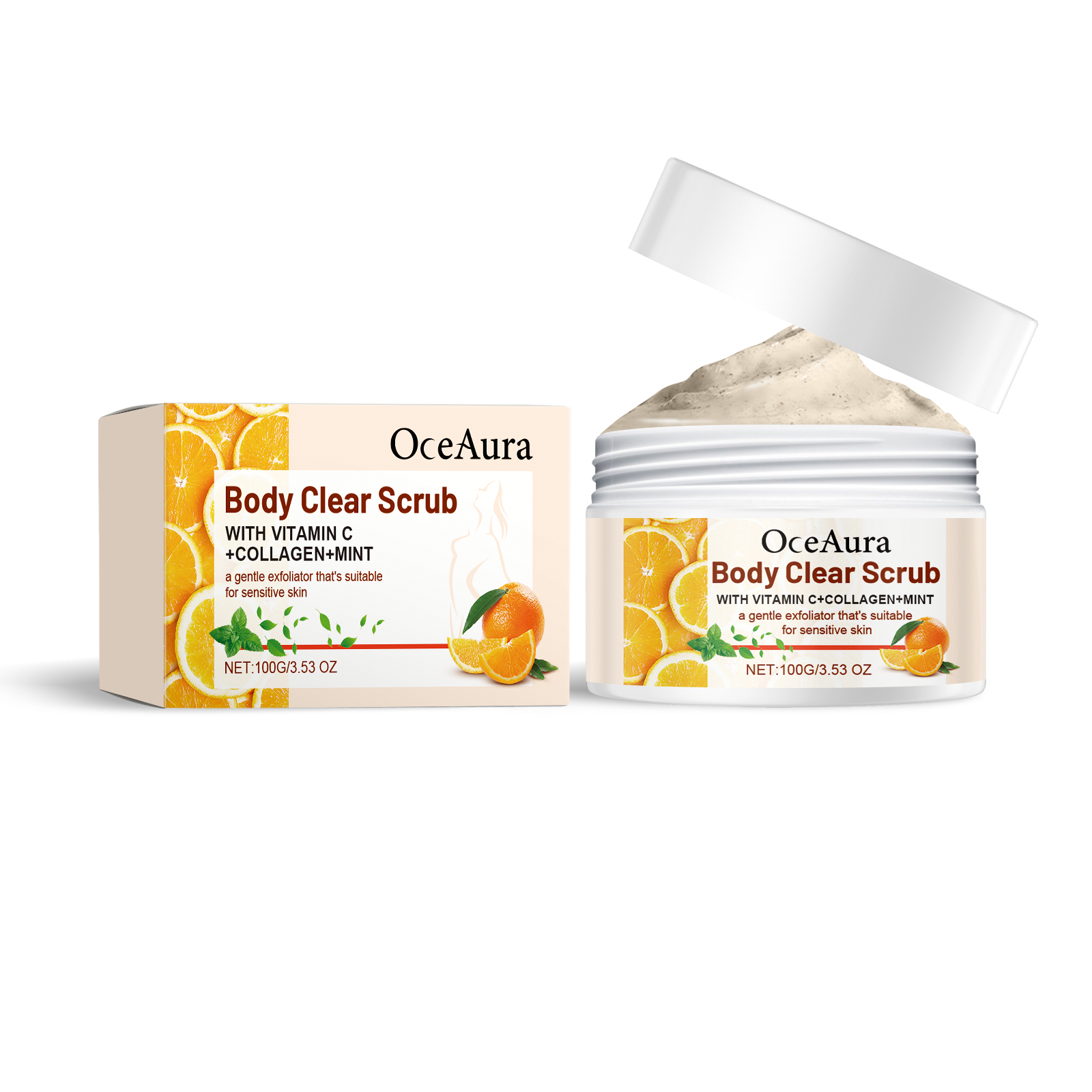Orange Body Scrub, Fresh Orange Vc Exfoliating Cleanse, Nour