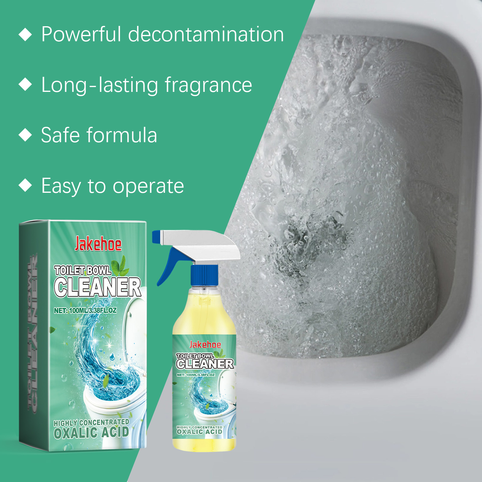 Toilet cleaner beside bowl with swirling water