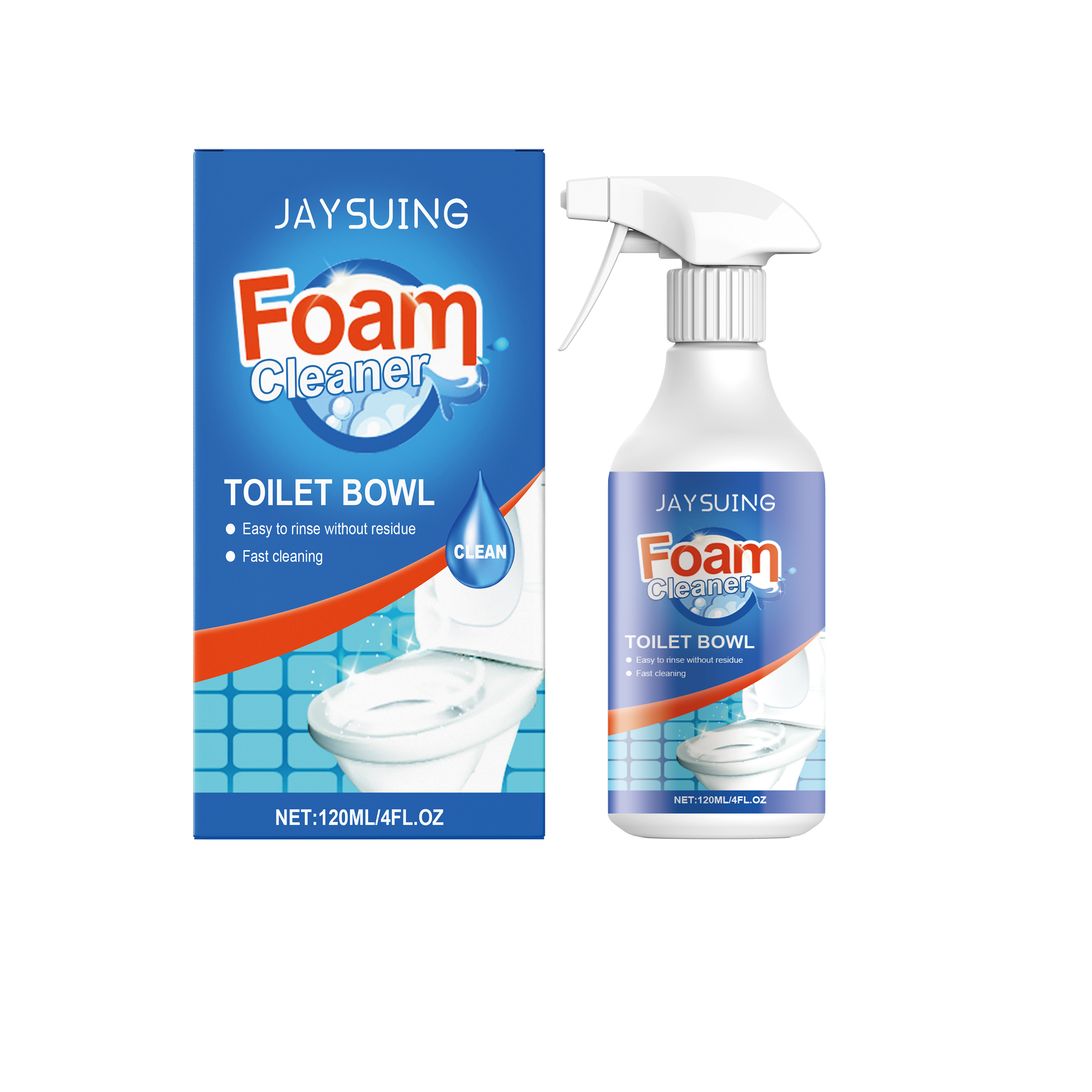 White spray bottle with colorful glossy printed label