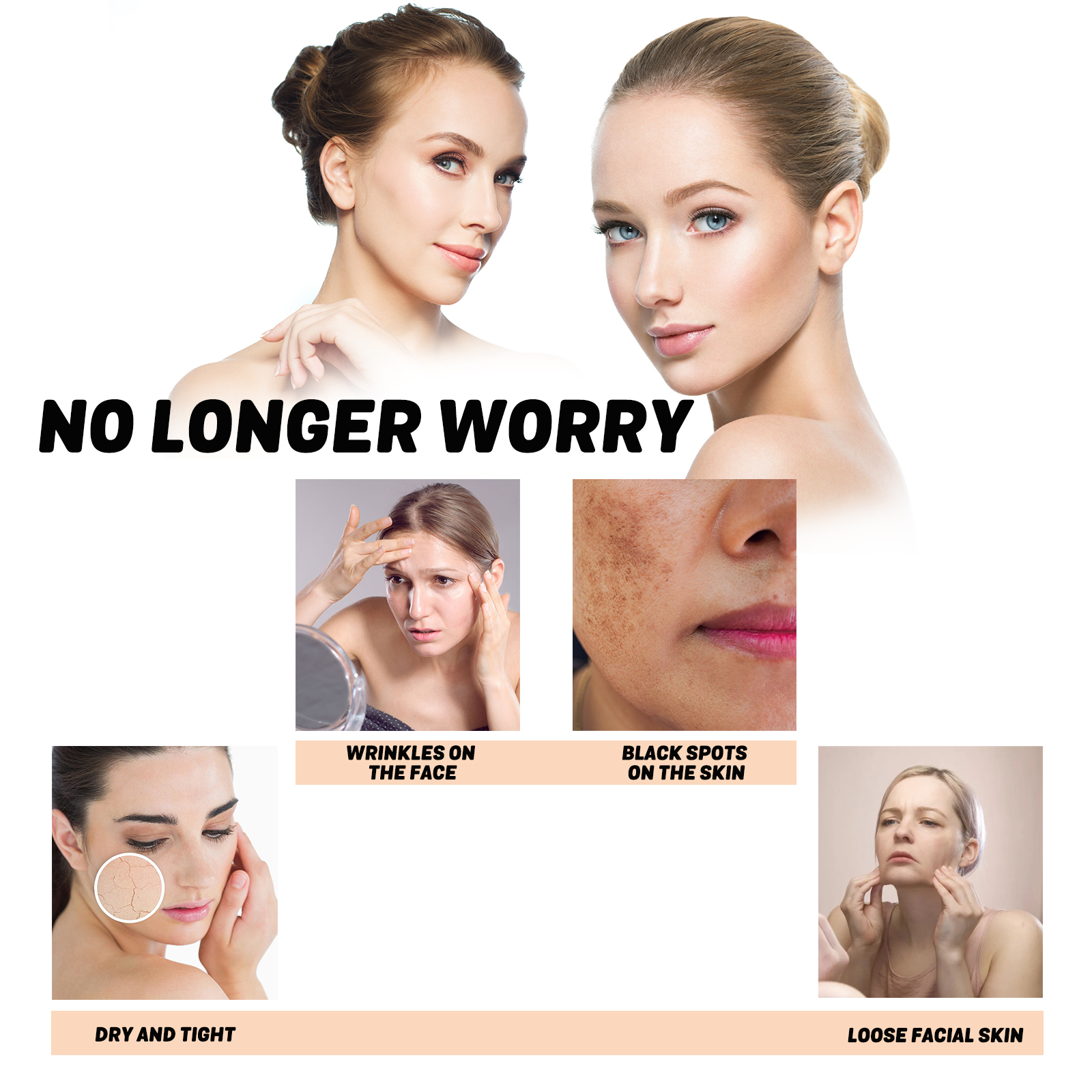 Facial serum concerns and ingredient-focused skincare collage