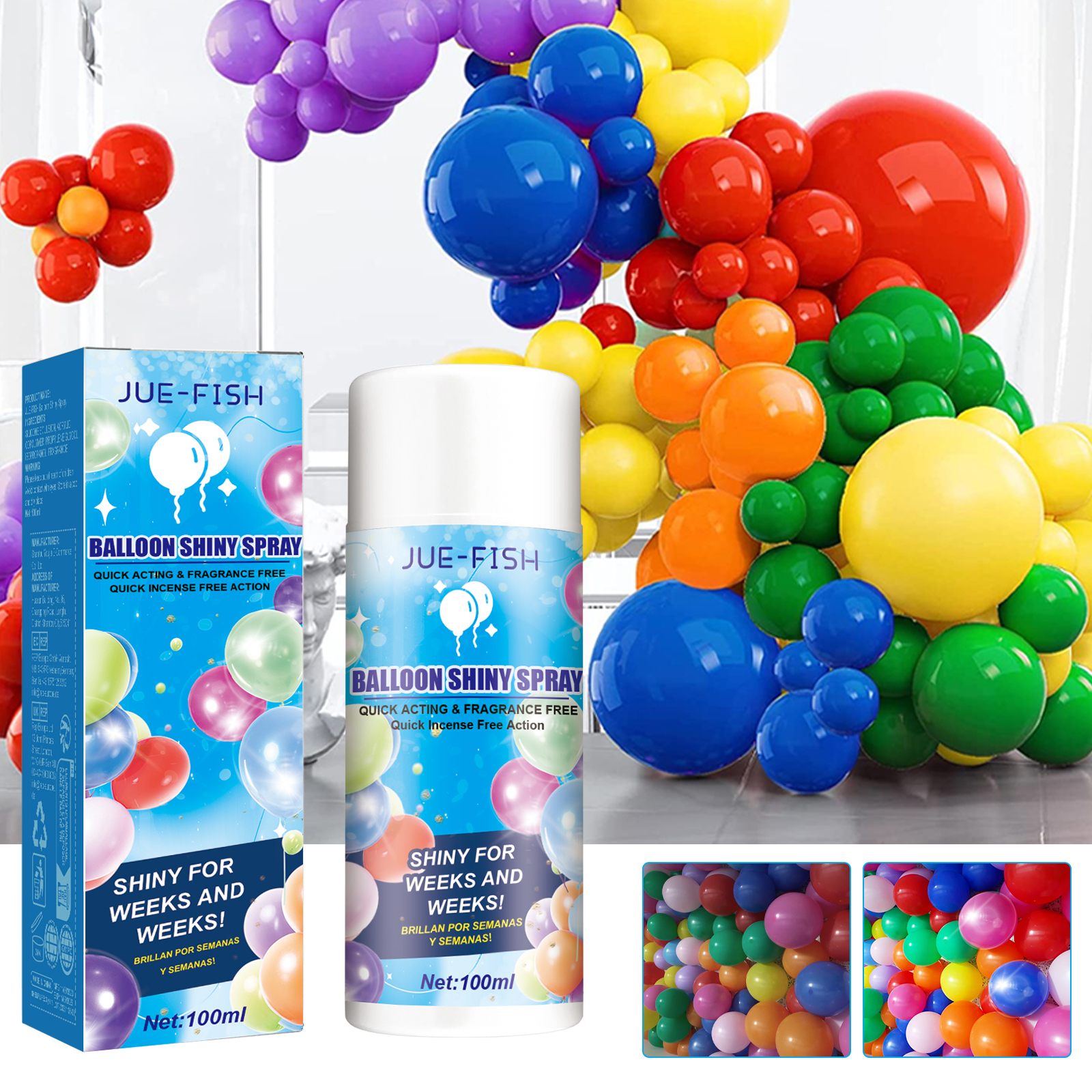 Glossy multicolored balloon installation after surface finishing