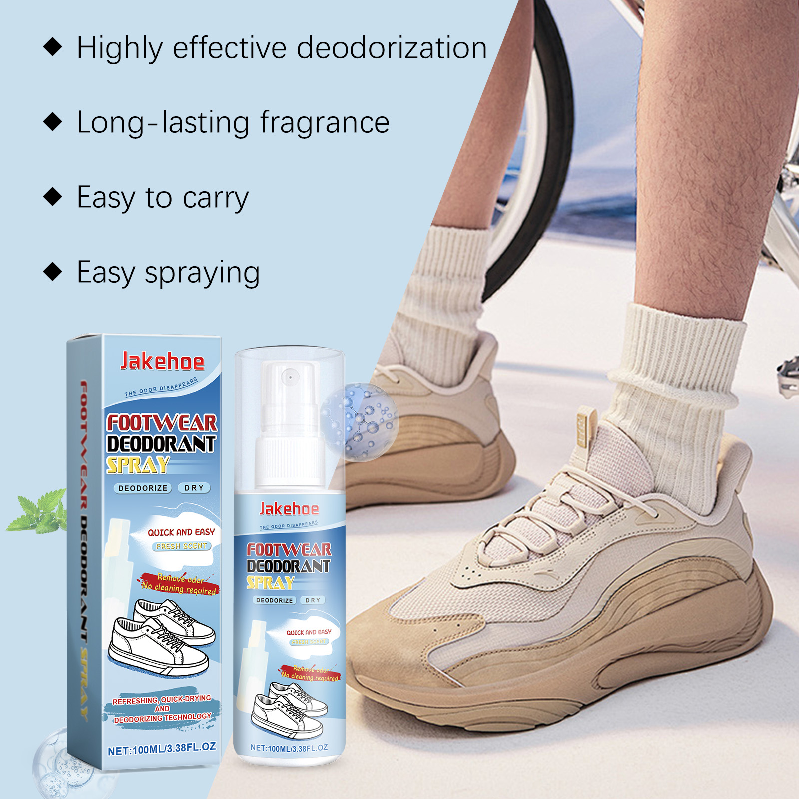 Fine mist footwear spray beside everyday sneakers