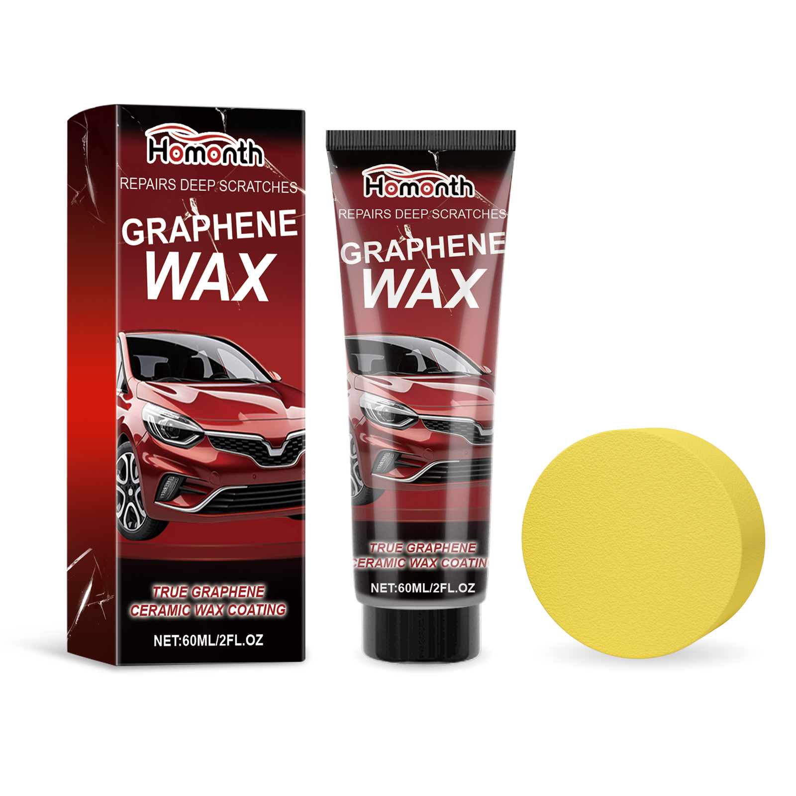 Graphene ceramic wax beside a glossy car surface