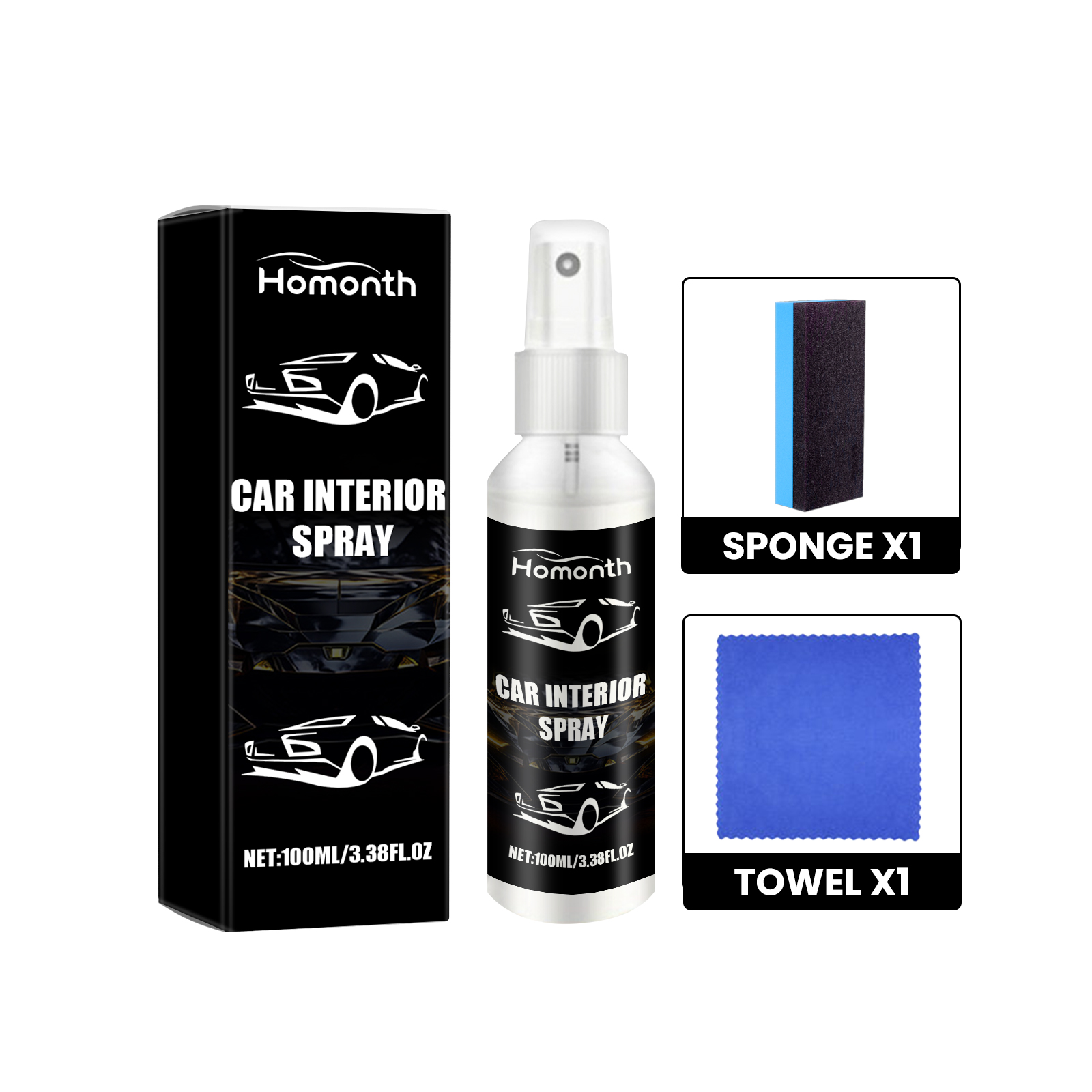 Car Interior Spray, Seat Instrument Panel Wash Free Decontam