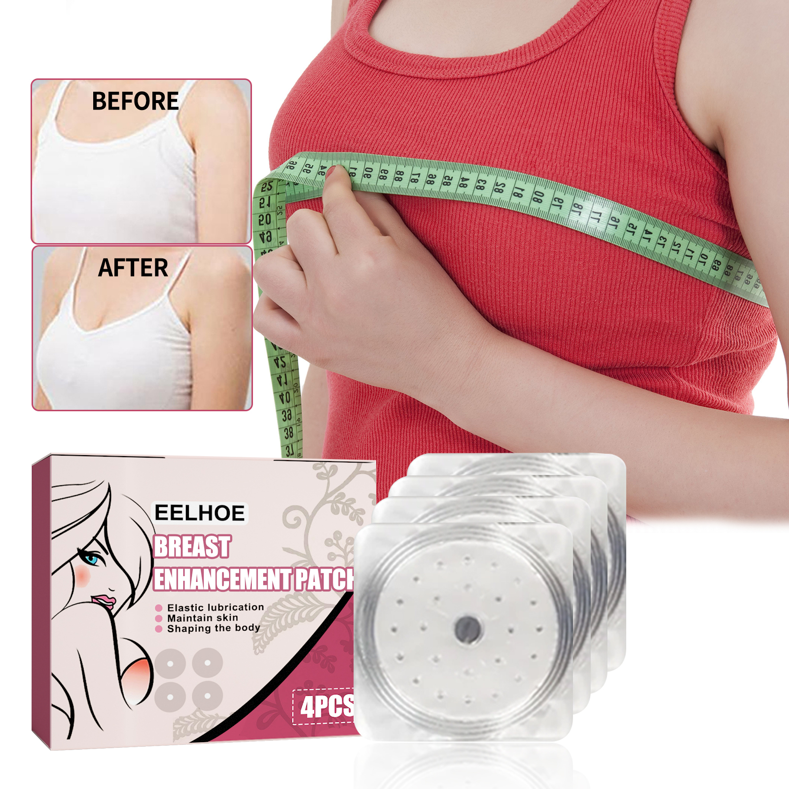 Bust measurement scene showing intended cosmetic care context