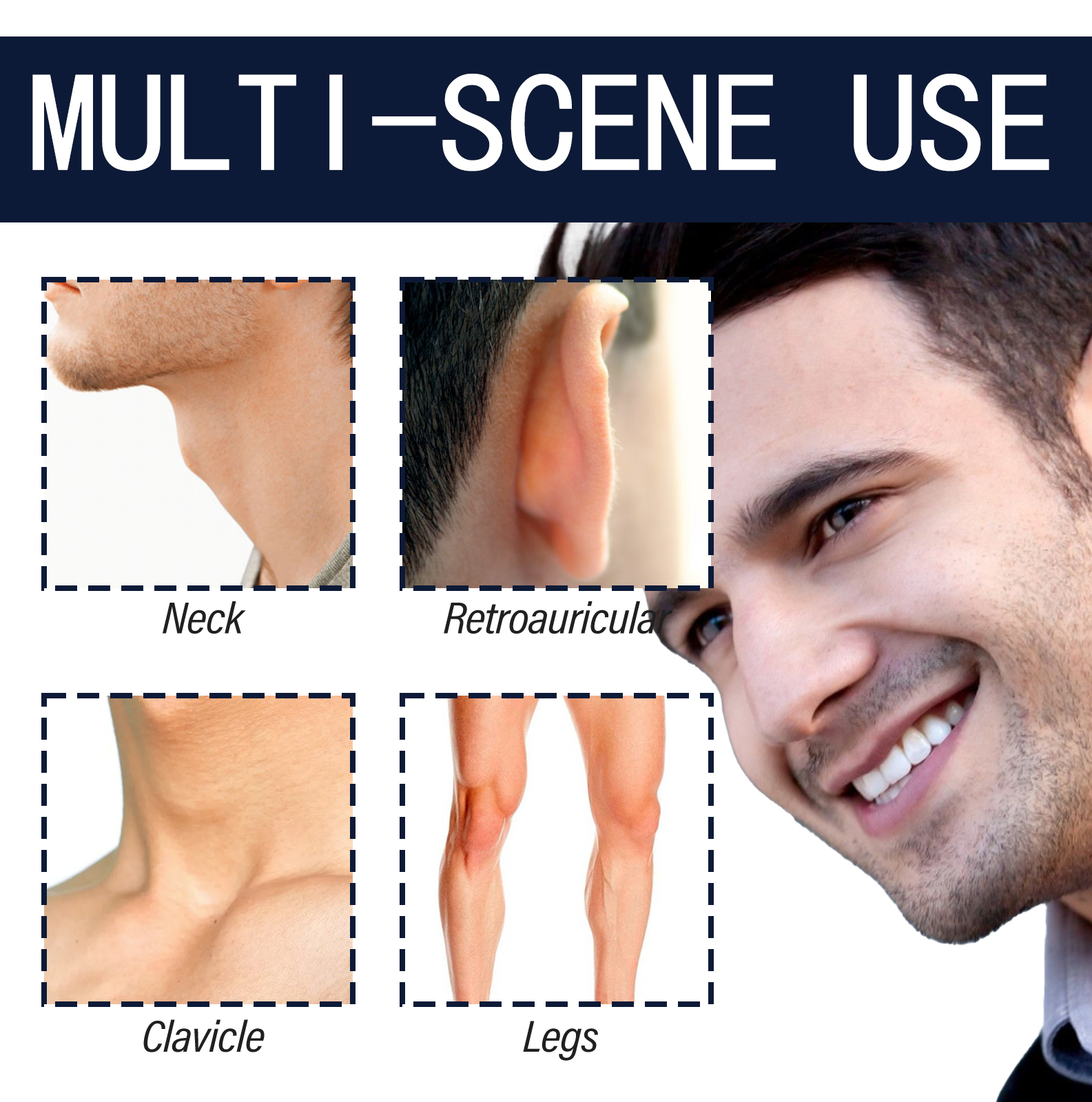 Man demonstrating versatile cologne application areas