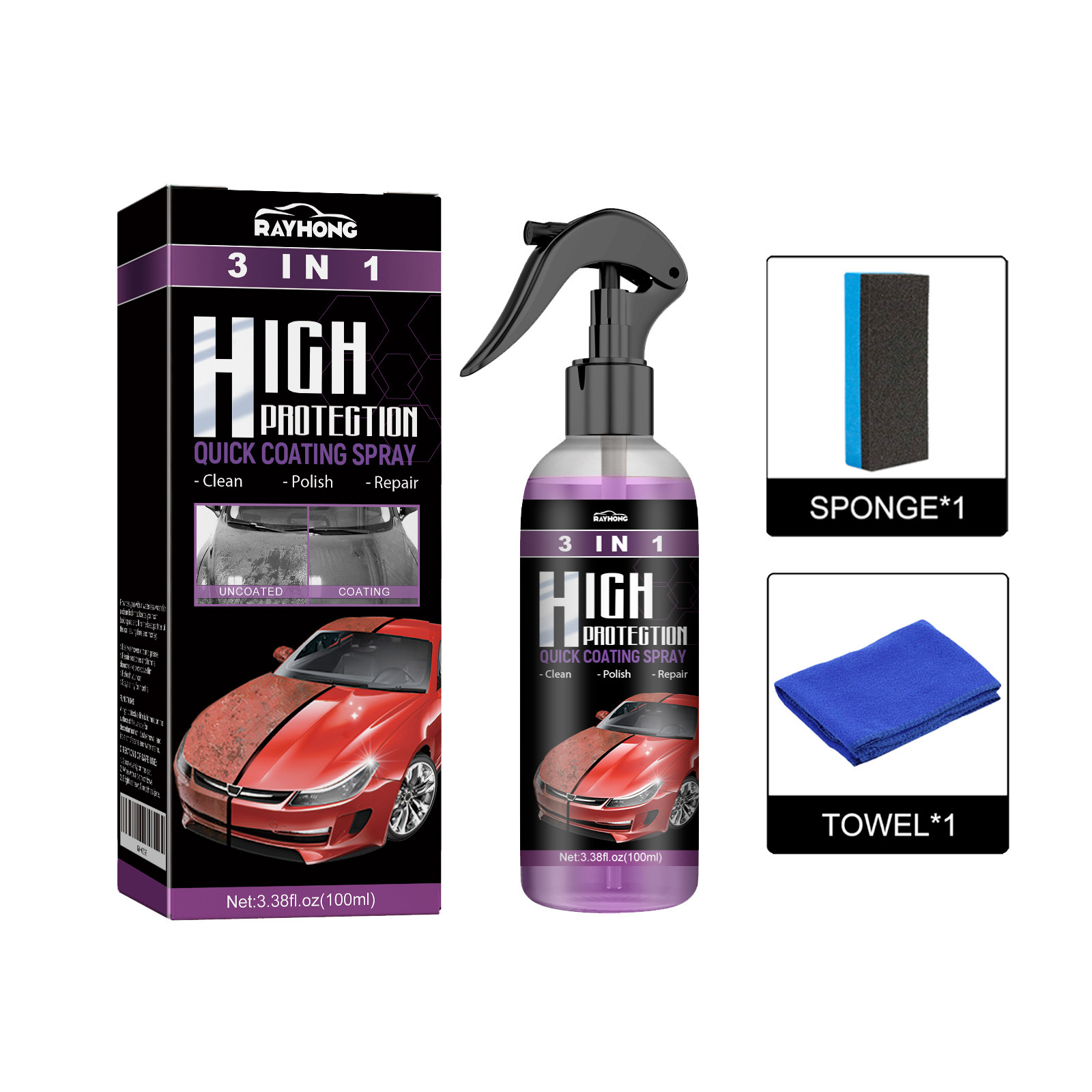 Rayhong Coating Agent 3-In-1 Oil Removal Polishing Protectio