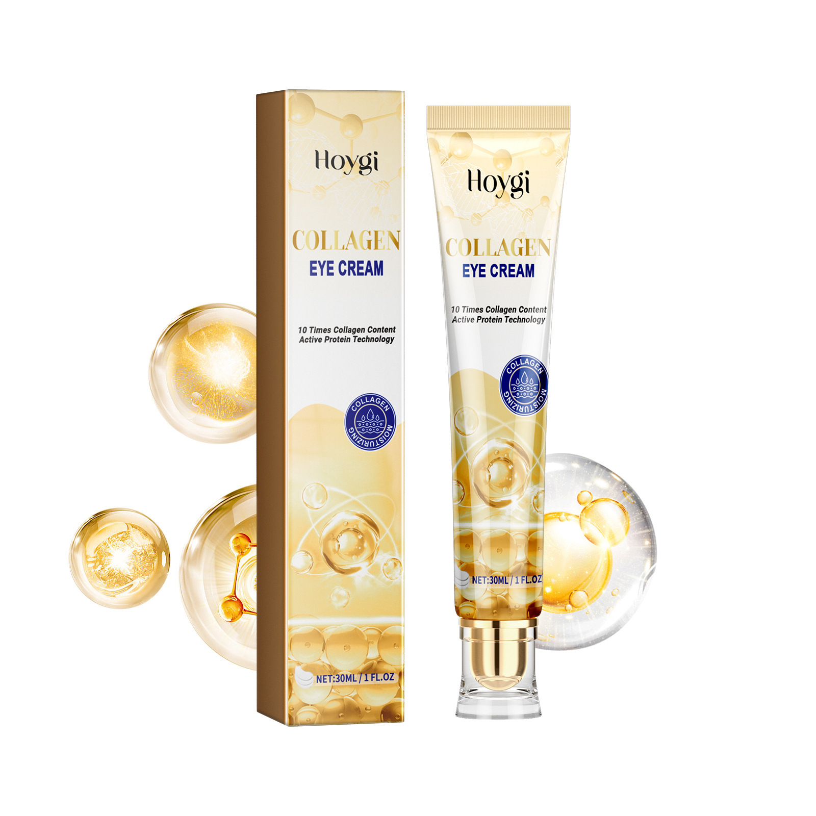 Premium collagen eye cream tube and box