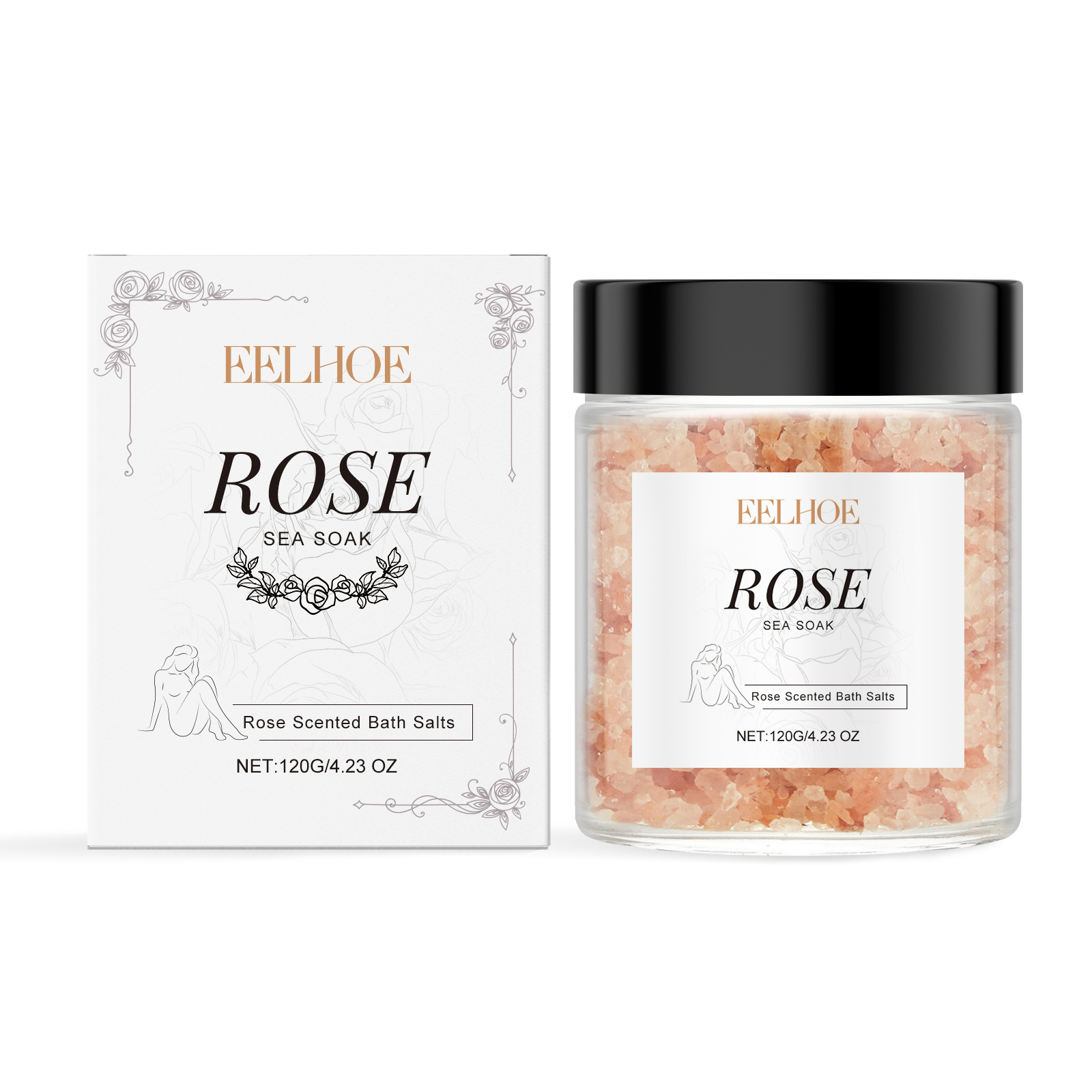 Rose Bath Mineral Salt, Bathe Skin, Clean Surface Scales, Mo