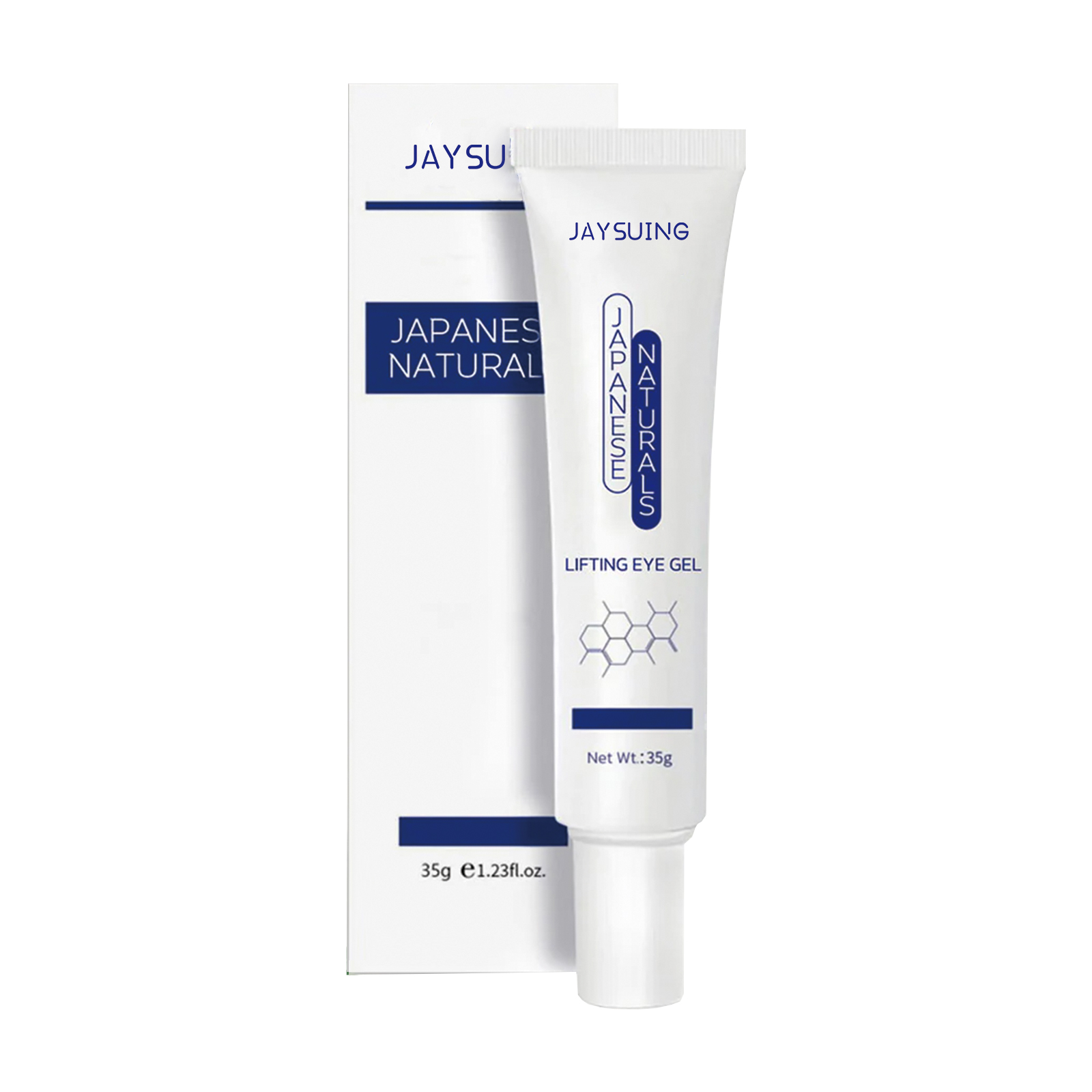 White squeeze tube and matching carton in navy blue