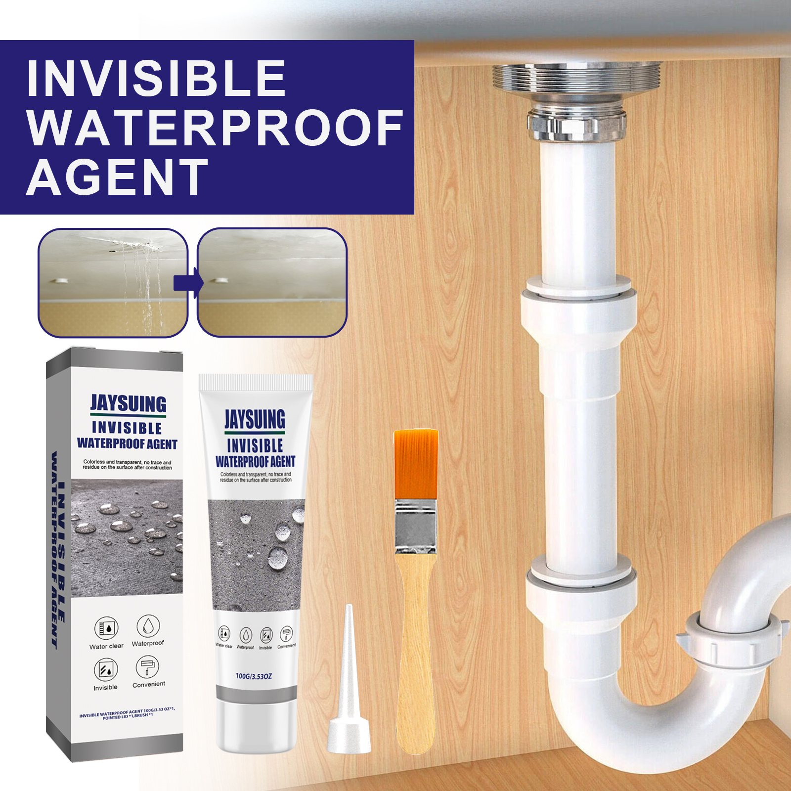 Waterproof agent kit for common leak locations