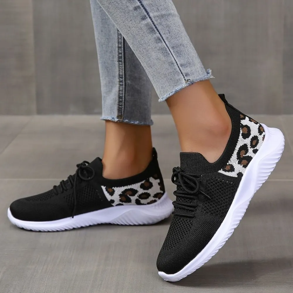 Leopard Breathable Mesh Lace Up Athletic image 3