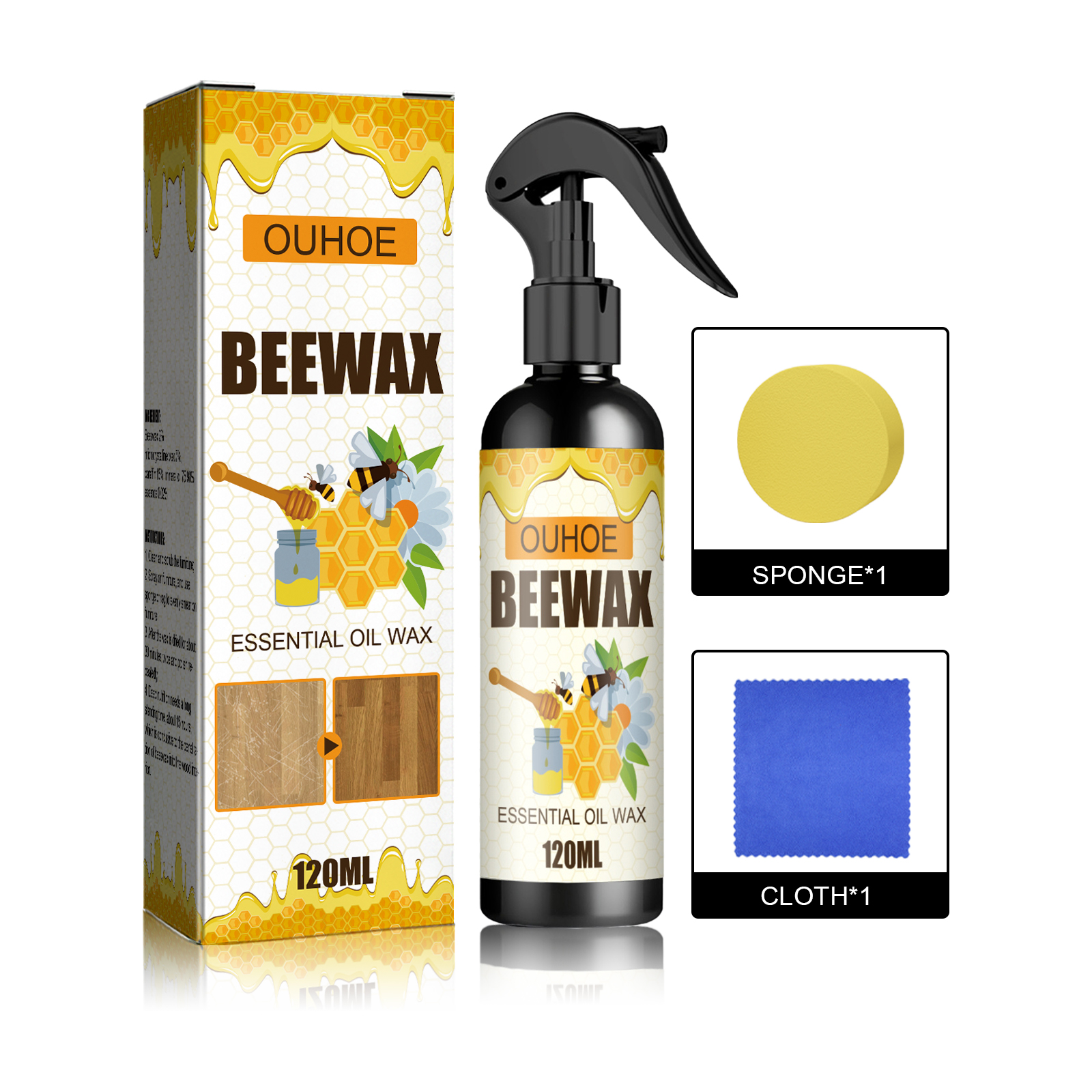 Beeswax spray set with retail box and accessories