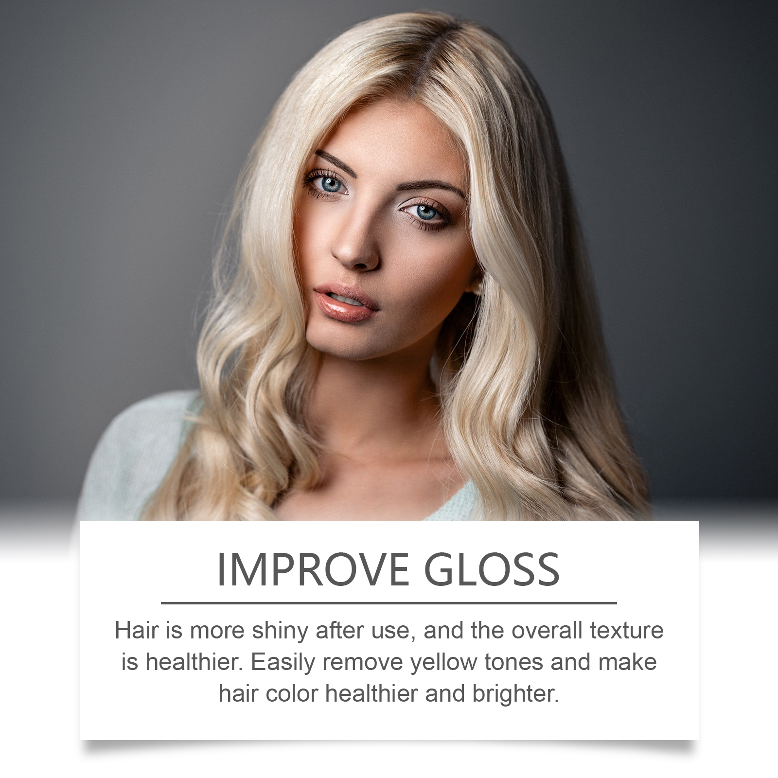Blonde hair portrait showing improved-looking gloss