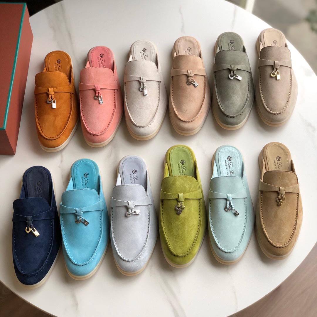 Women's slippers LP leather flat bottomed lazy person comfortable one foot kick Mueller cool mop image 17