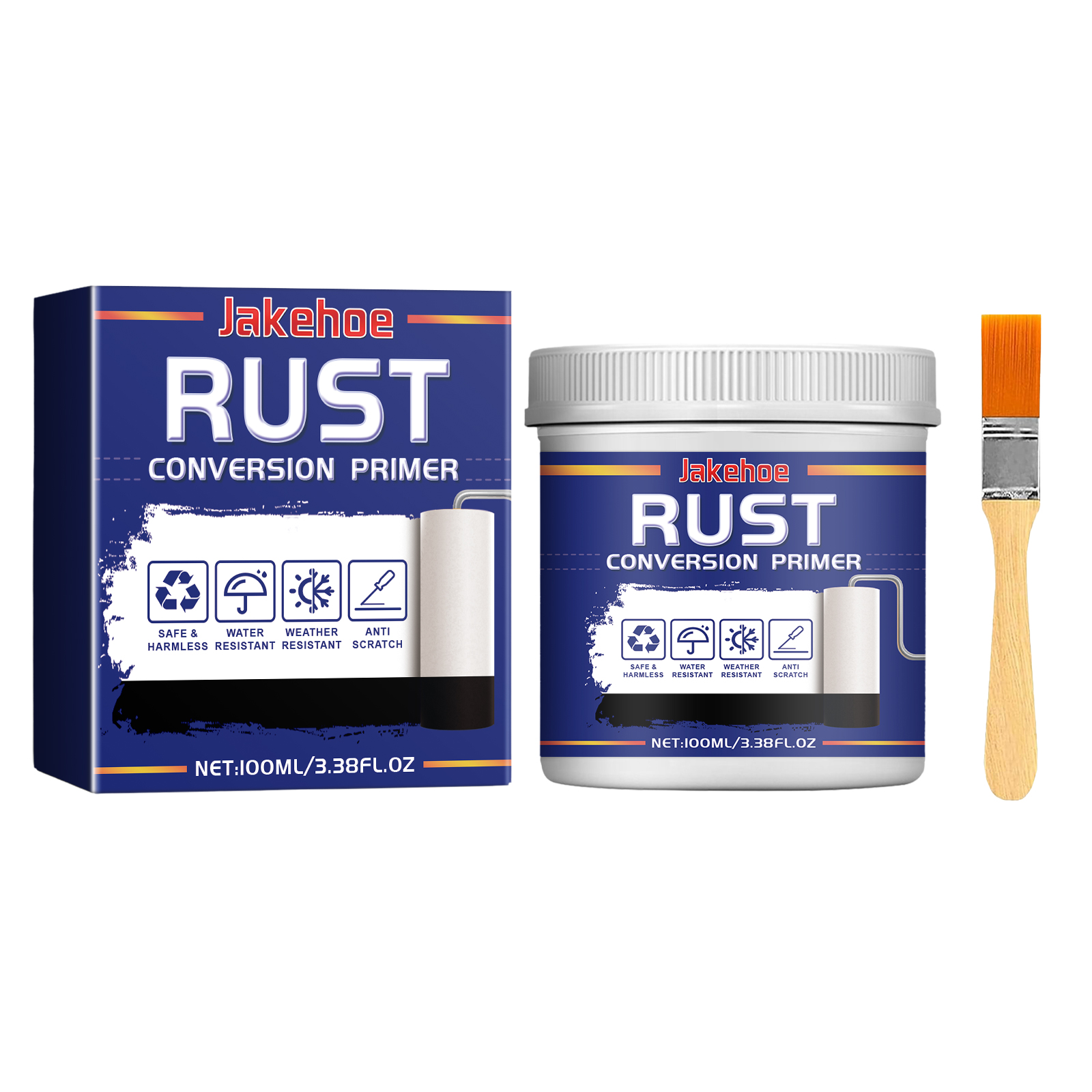 Primer packaging showing rust changing to coated metal