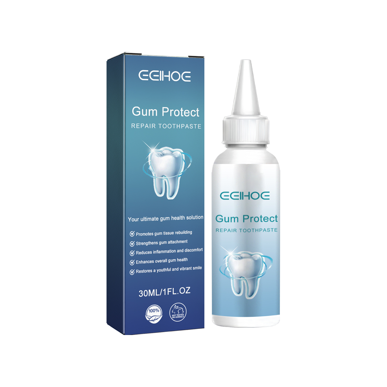 Close product view showing pointed ribbed toothpaste cap