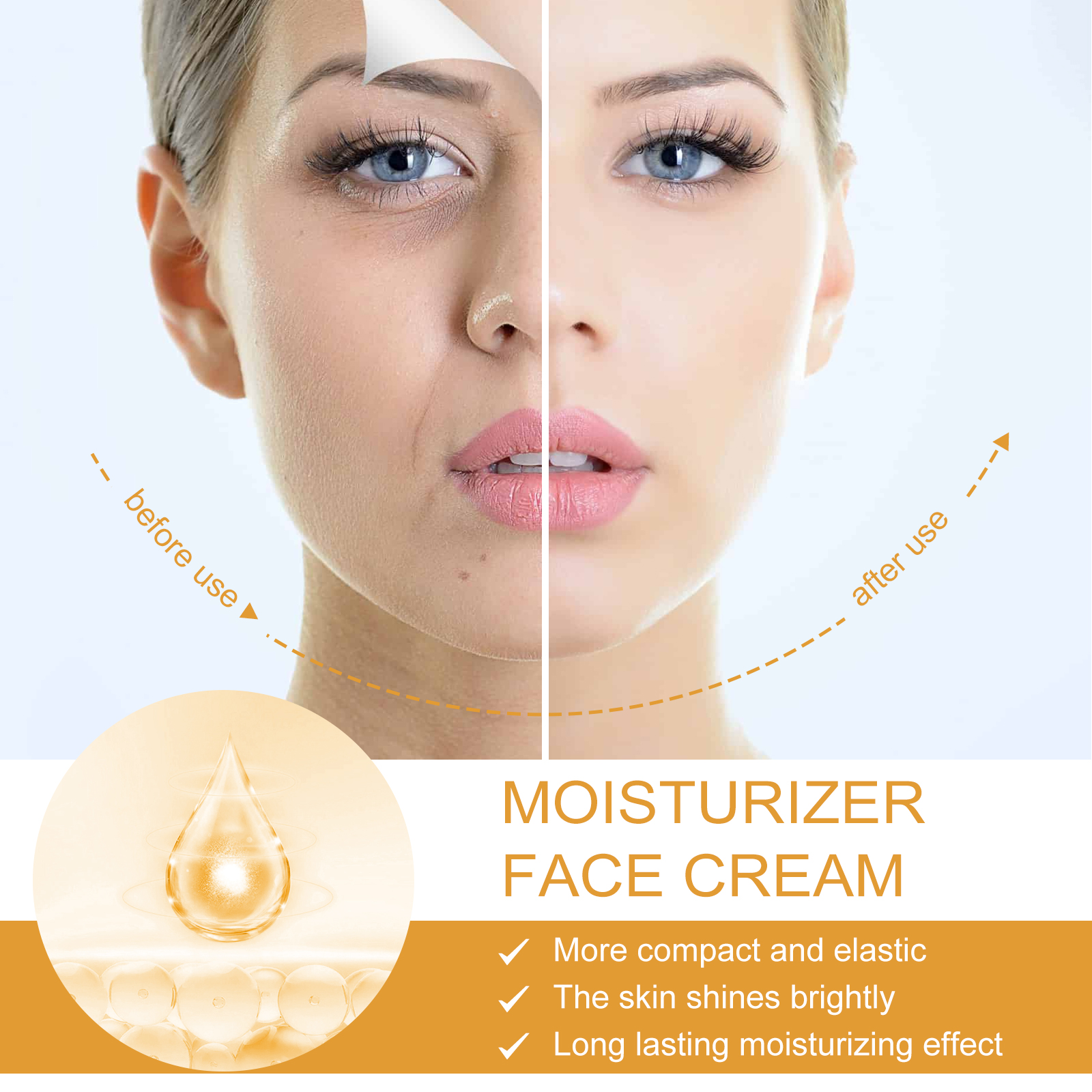 Brighter smoother-looking complexion shown in skincare comparison