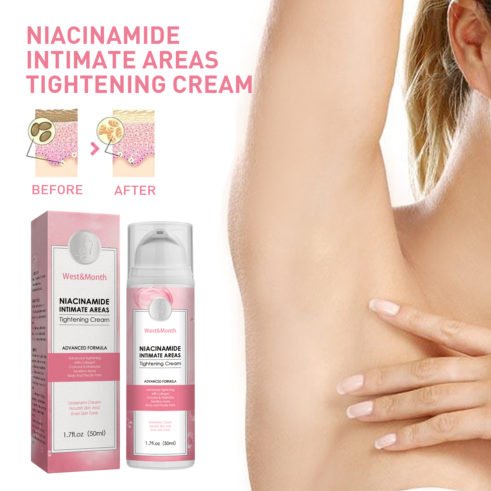 Niacinamide Intimate Areas Tightening Cream, Fade Dark Skin 