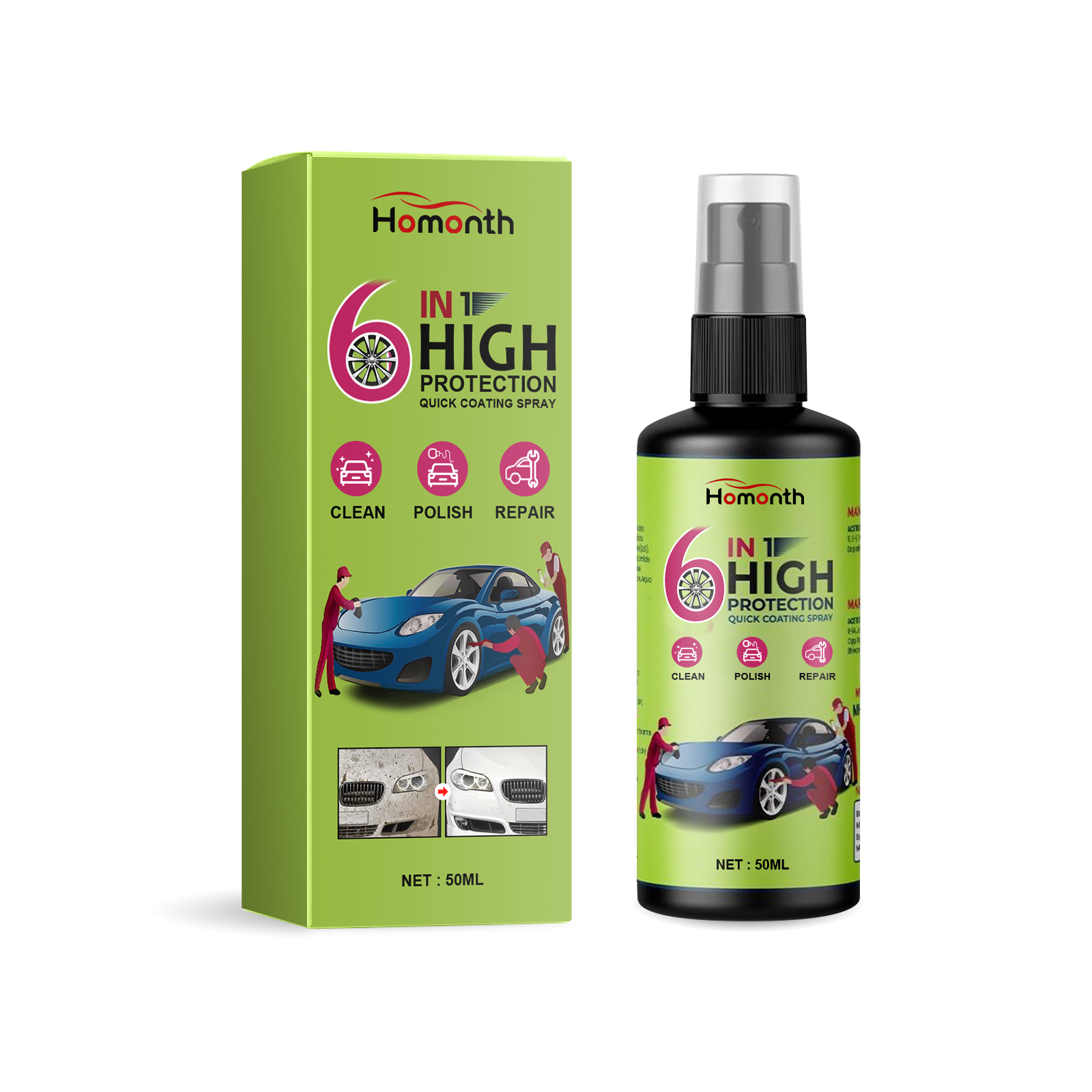Automotive coating bottle and carton for paint protection