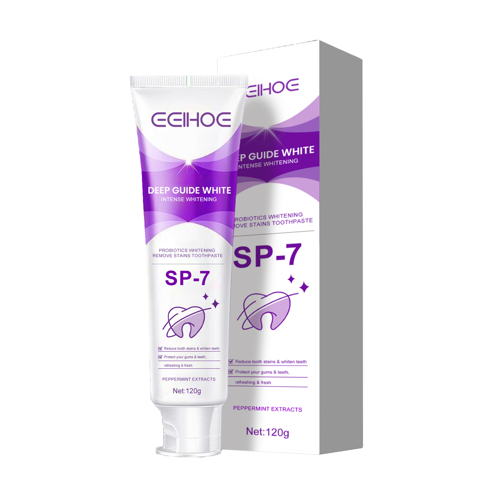 Closeup of probiotic extracts toothpaste packaging