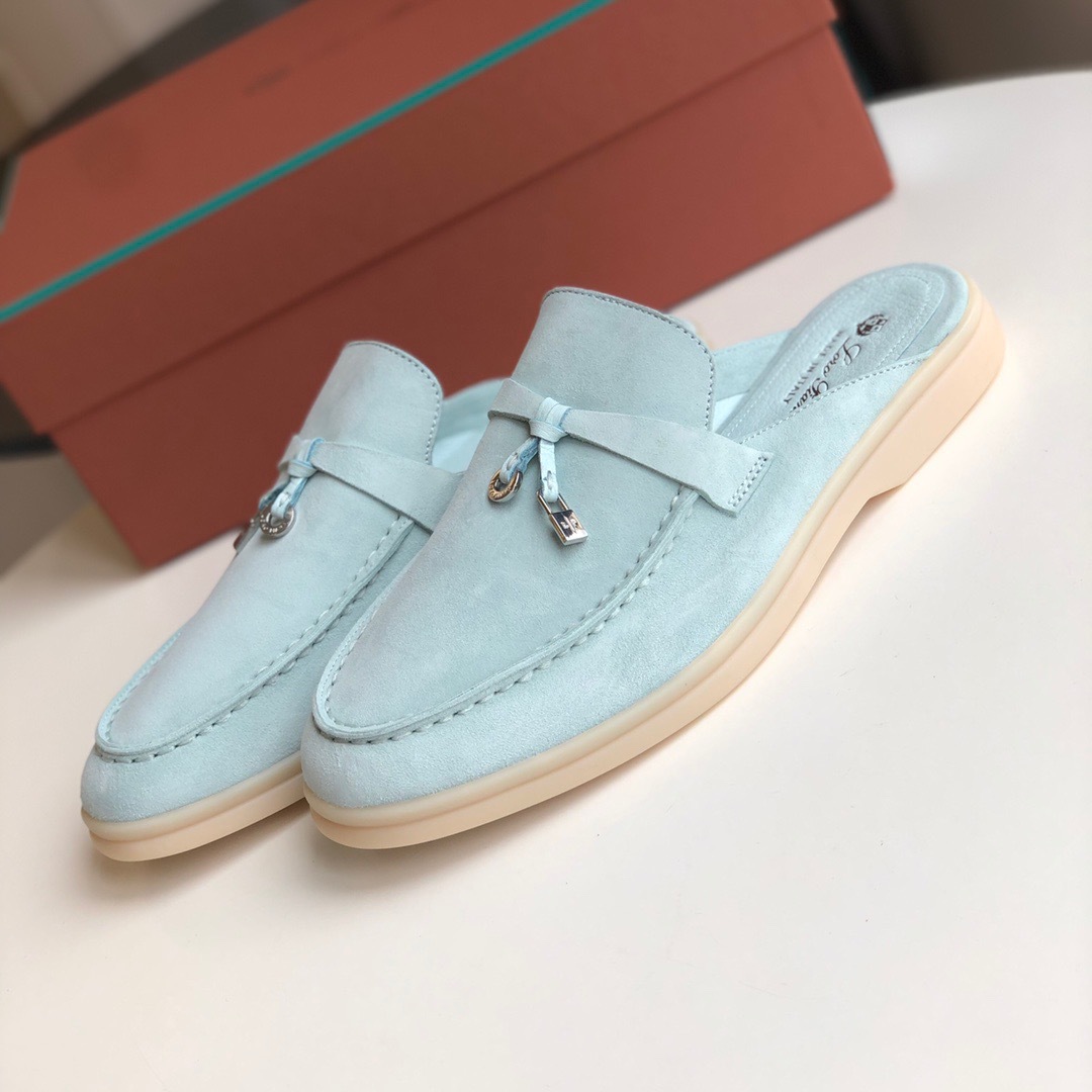 Women's slippers LP leather flat bottomed lazy person comfortable one foot kick Mueller cool mop image 7