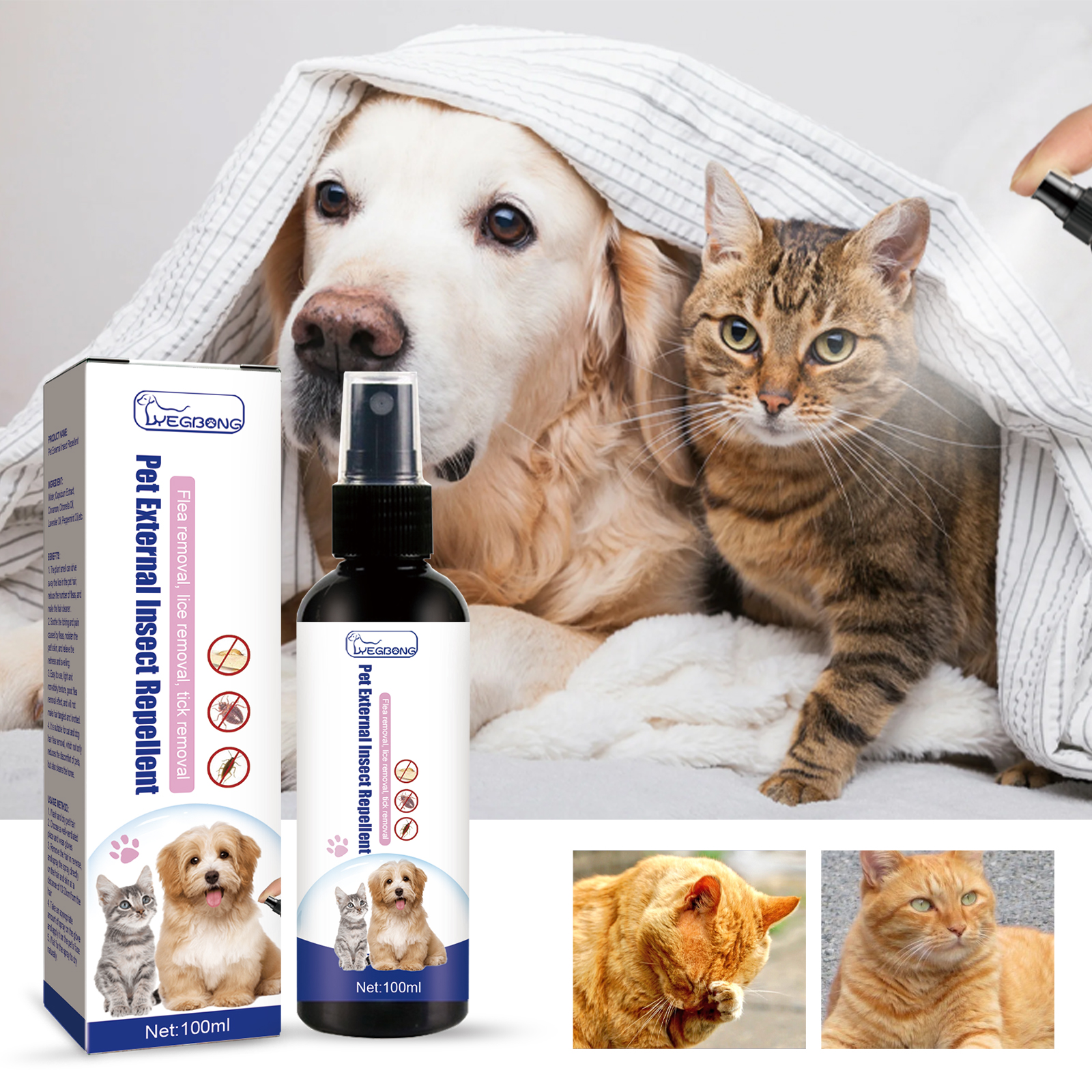 Black fine-mist pet spray bottle with cat imagery