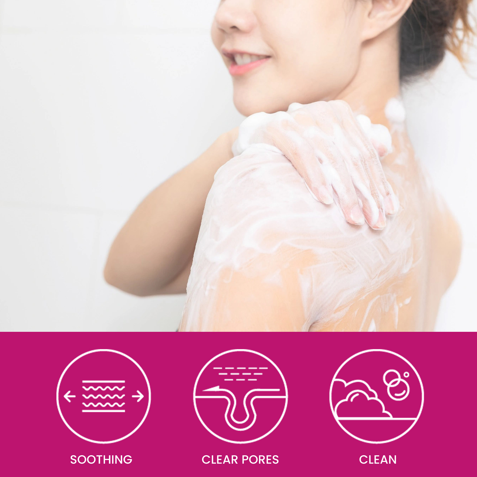 Foamy body cleansing scene showing soothing soap benefits