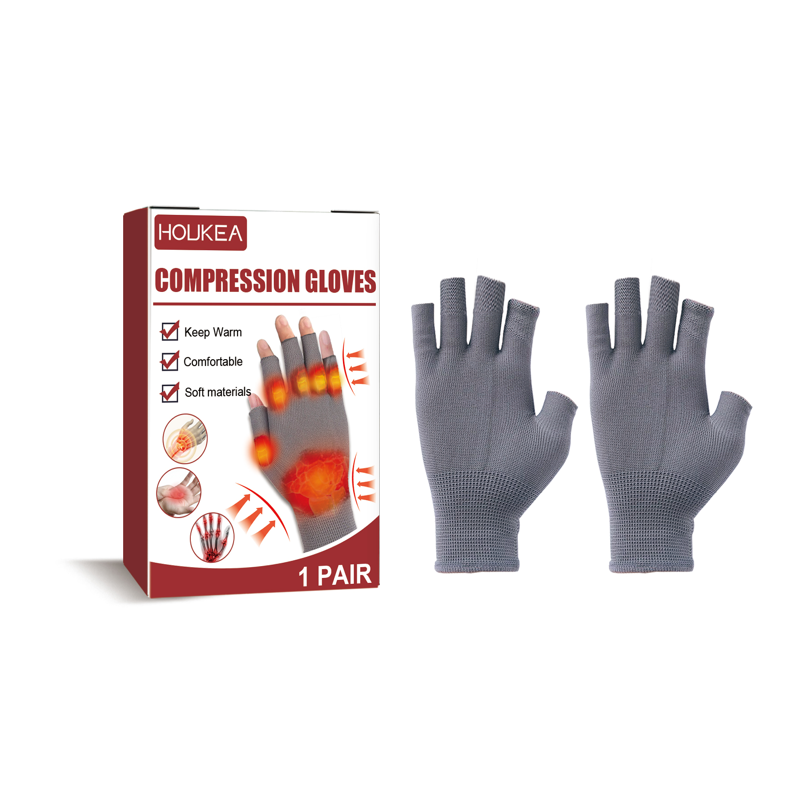 Fingerless compression gloves with open fingertips