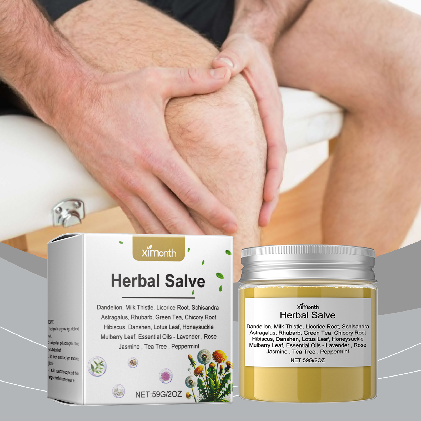 Person applying salve during knee massage