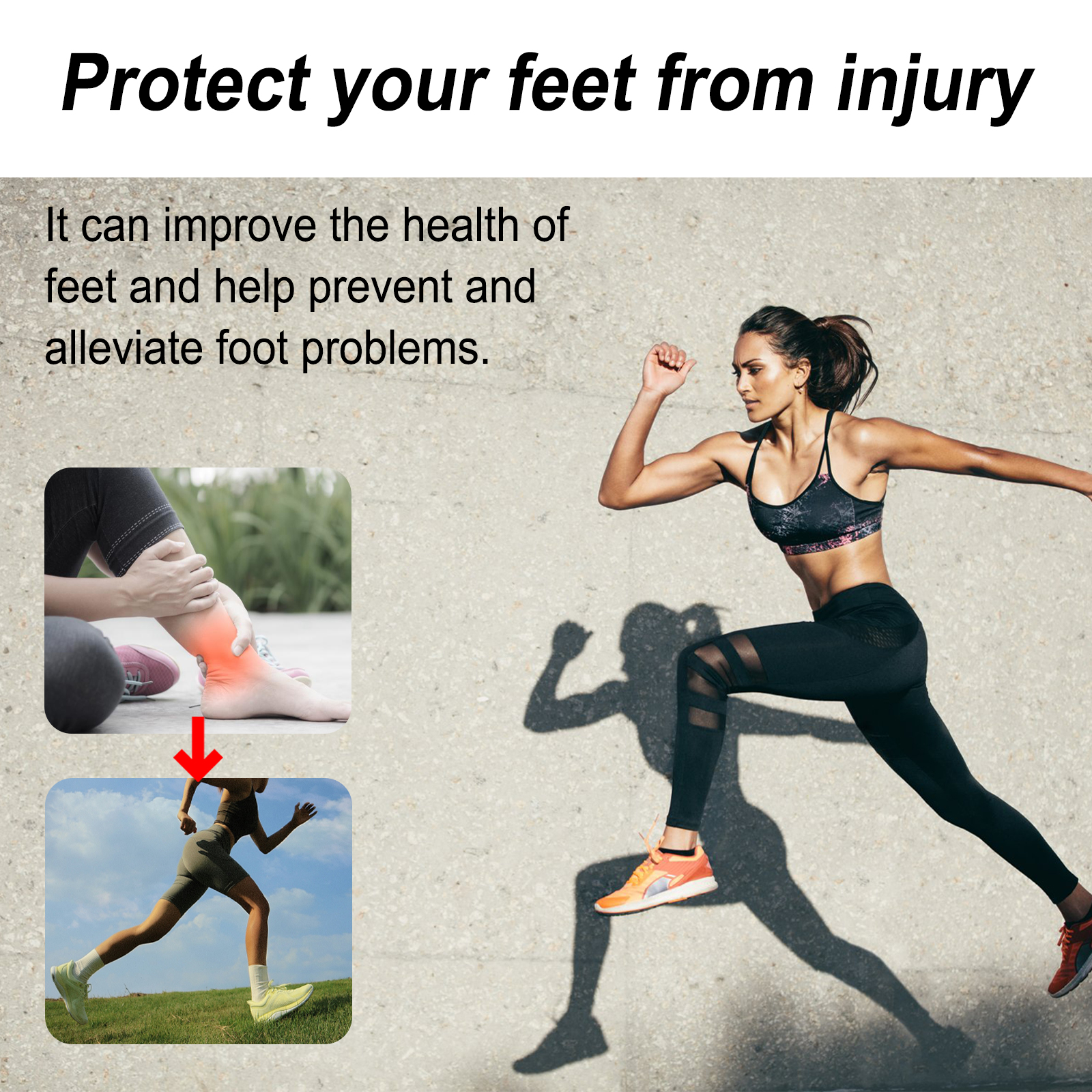 Athlete exercising with textured blue support insoles