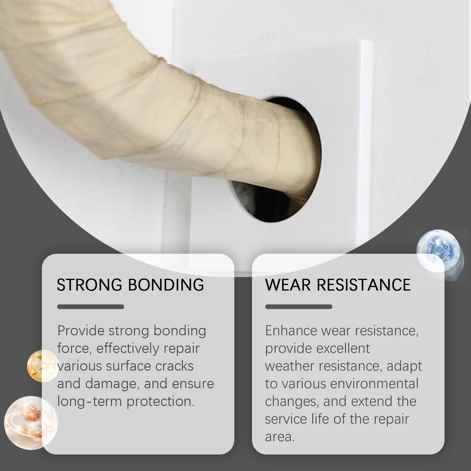 Repair putty shown filling a damaged household opening