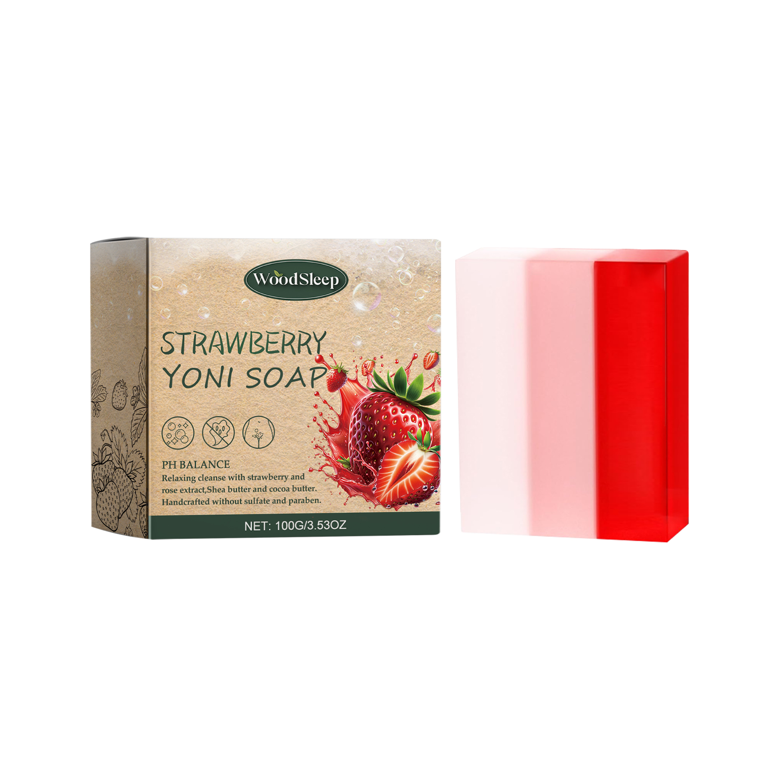 Strawberry Scented Soap, Gentle Cleansing Itchy Deodorant Bo