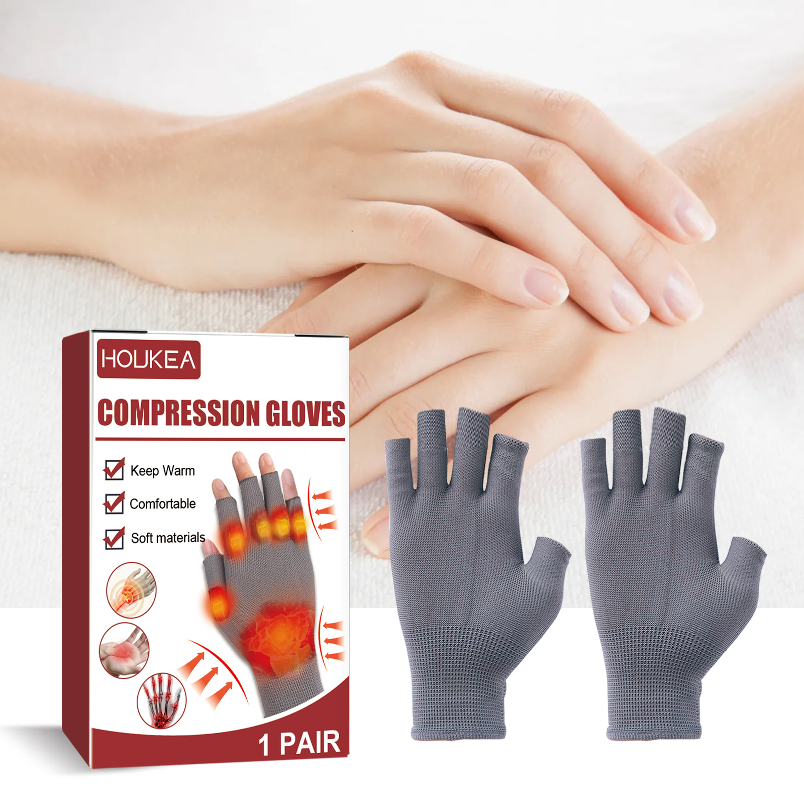 Gray gloves shown in a relaxed daily setting