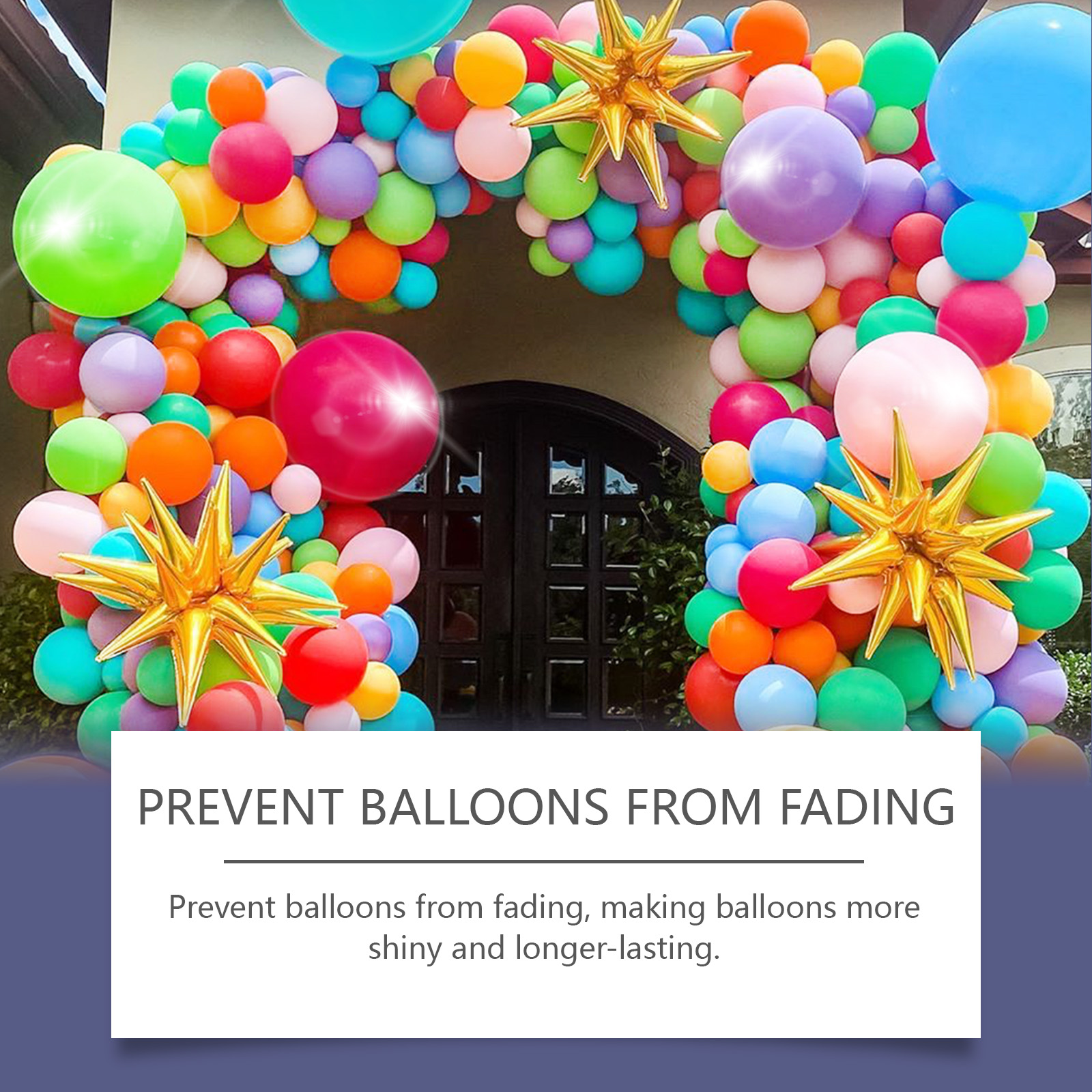 Glossy balloon arch ready for an event