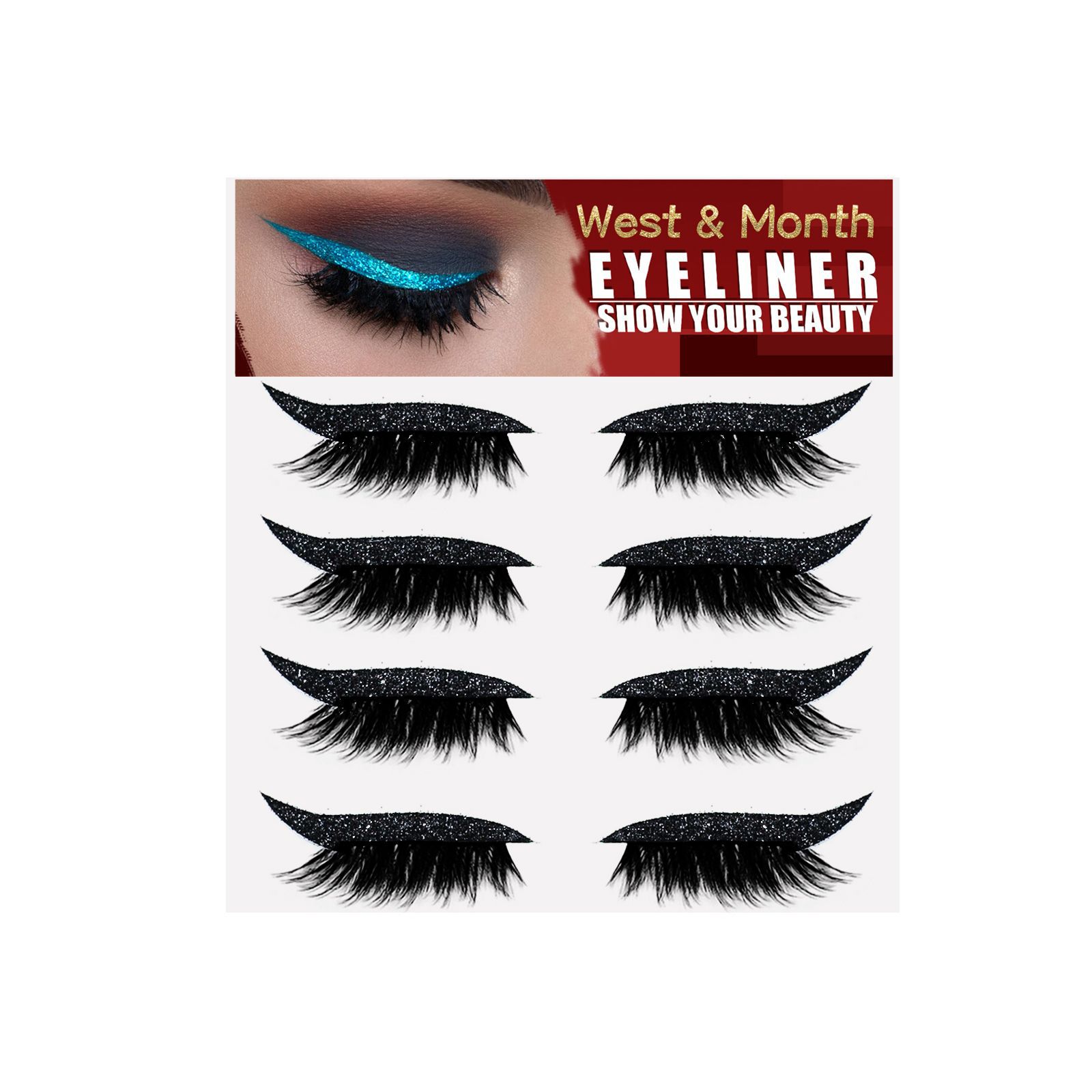 European And American 4 Pairs Of Eyelash Eyeliner Stickers, Glue-Free Self-Adhesive Gel Strips