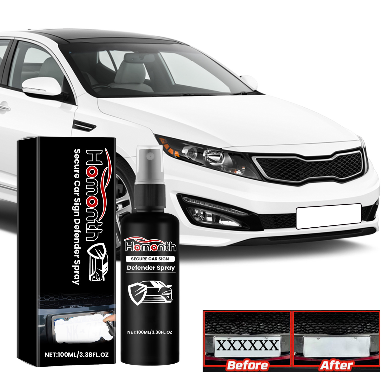 Car coating spray beside vehicle for home care